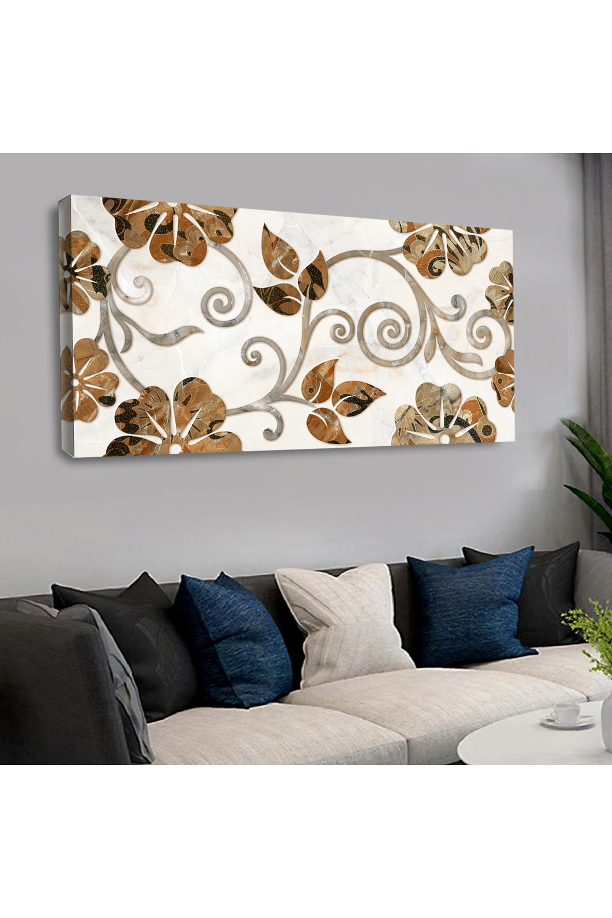 saatliAhşap Şase Dijital Baskı Kanvas Motif Tablo 120X60Cm