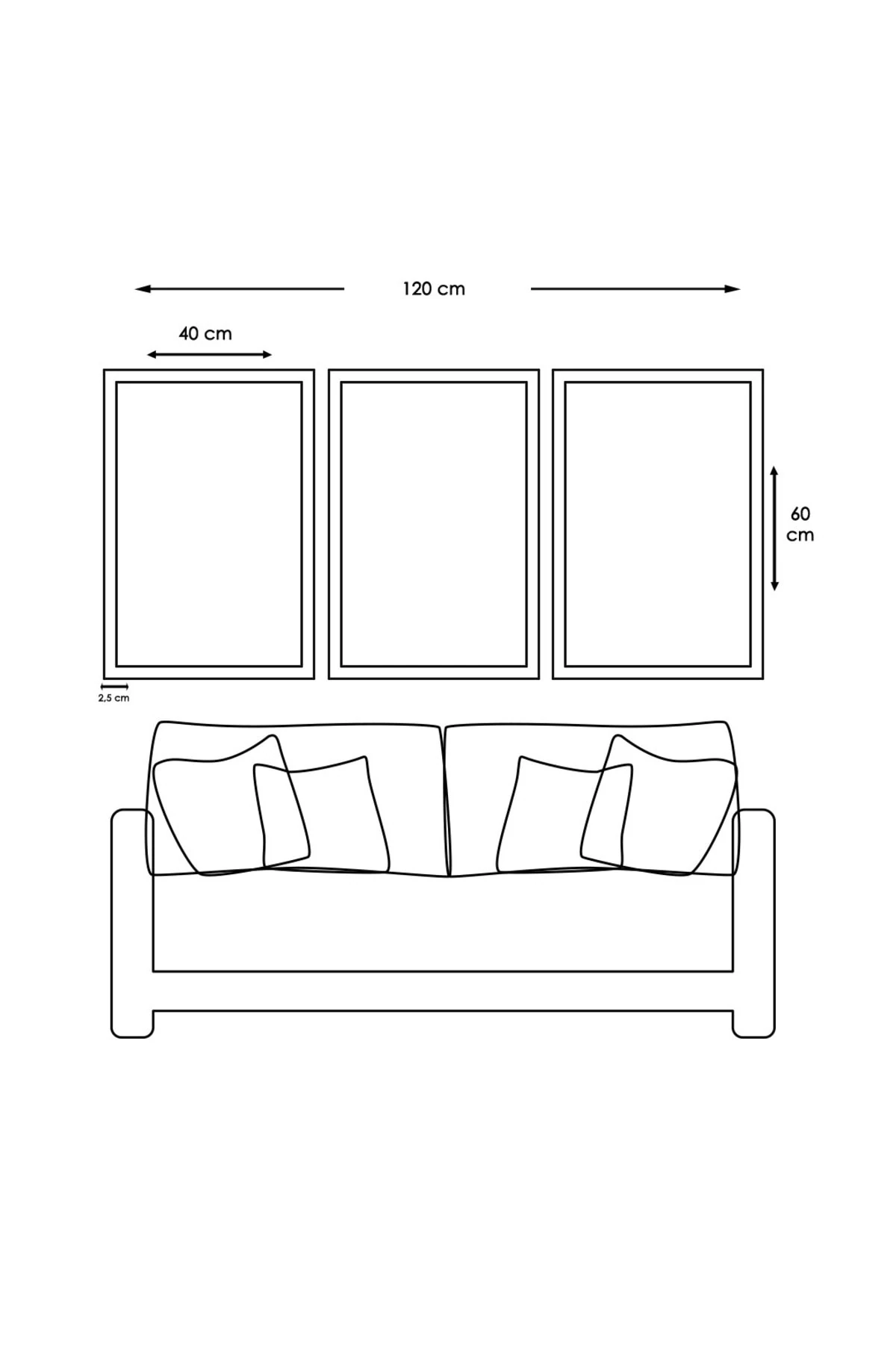 Tasarım Minimalist Ahşap Çerçeveli Kolaj Çizim Modern Tablo