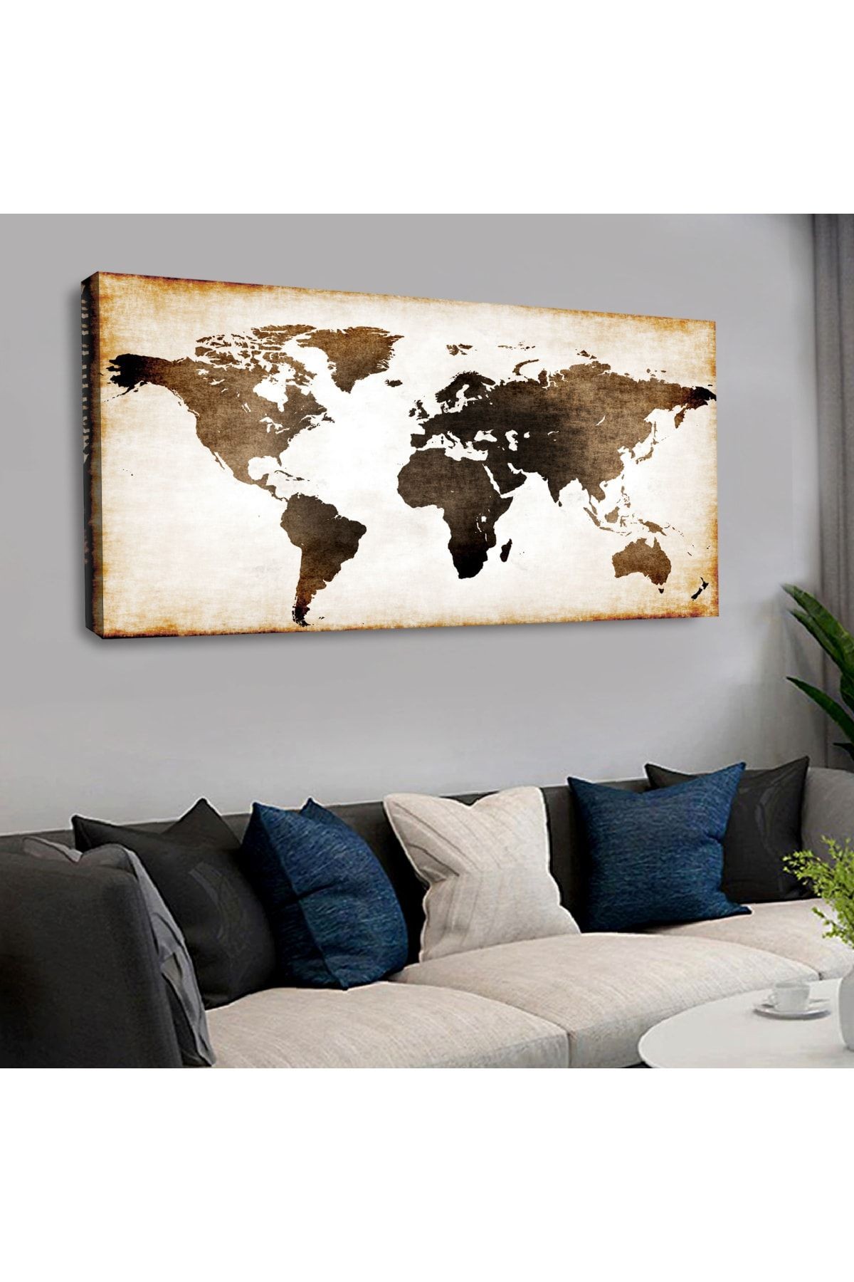 120 X 60 Cm Kanvas Dünya Haritası Tablo