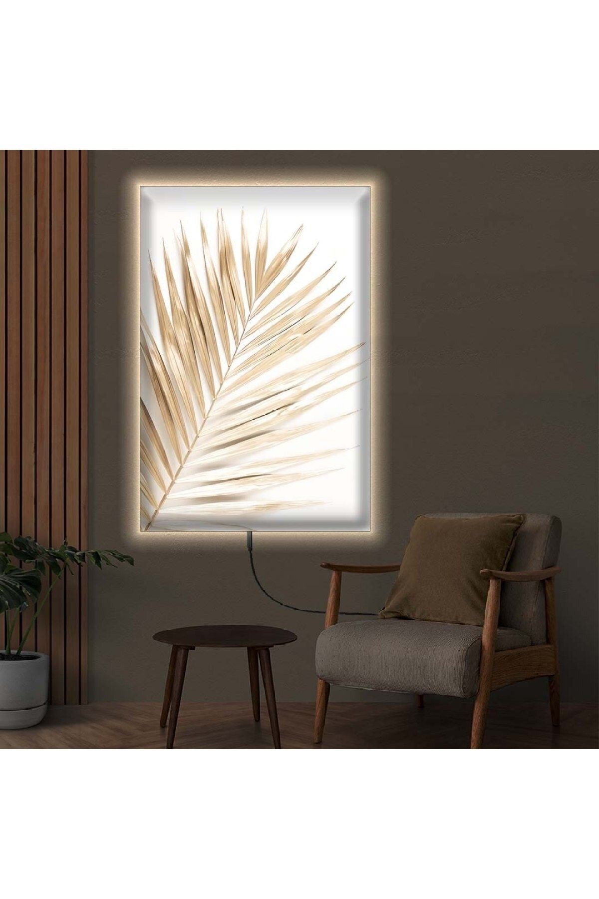 Ledli 50x70 Kurutulmuş Çiçek Kanvas Tablo