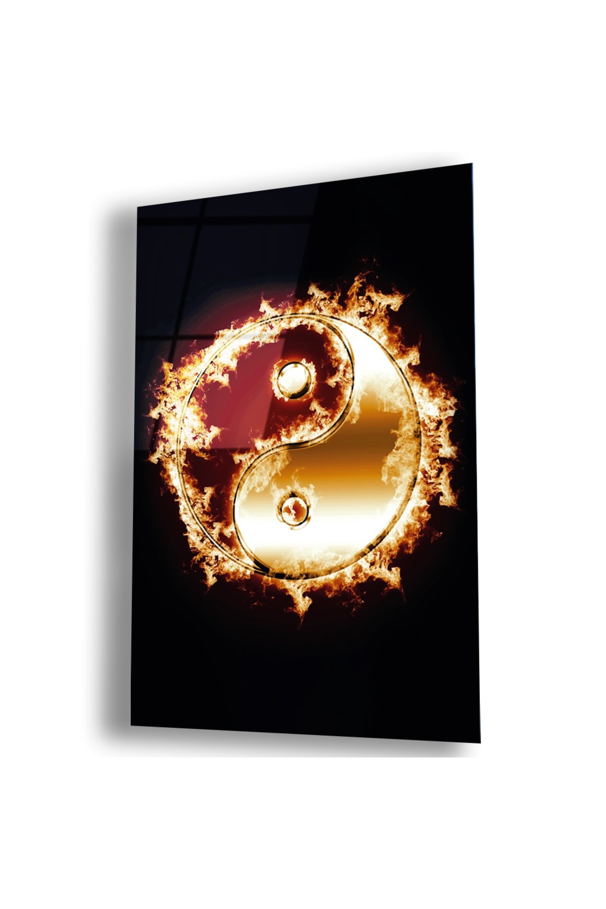 Oturma Odası Tablosu Yin Yang UV Baskı Kırılmaz Cam Tablo
