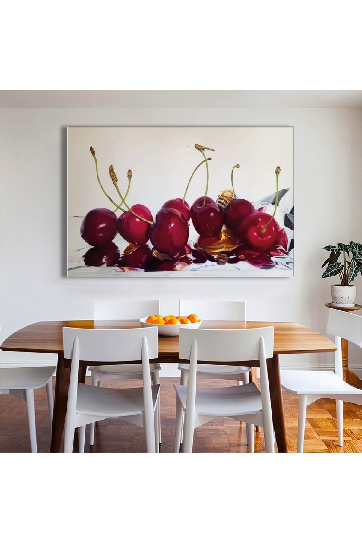 Kiraz Ahşap Şase Dijital Baskı Kanvas Tablo 120X80Cm