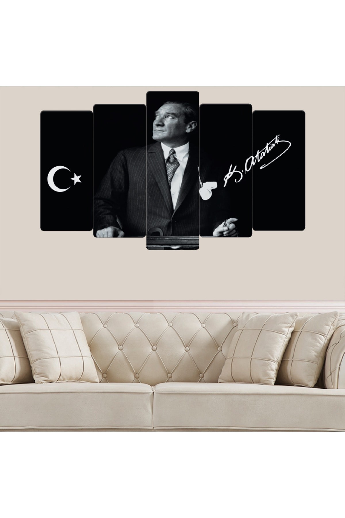 5 Parça Mustafa Kemal Atatürk Solmaz MDF Tablo