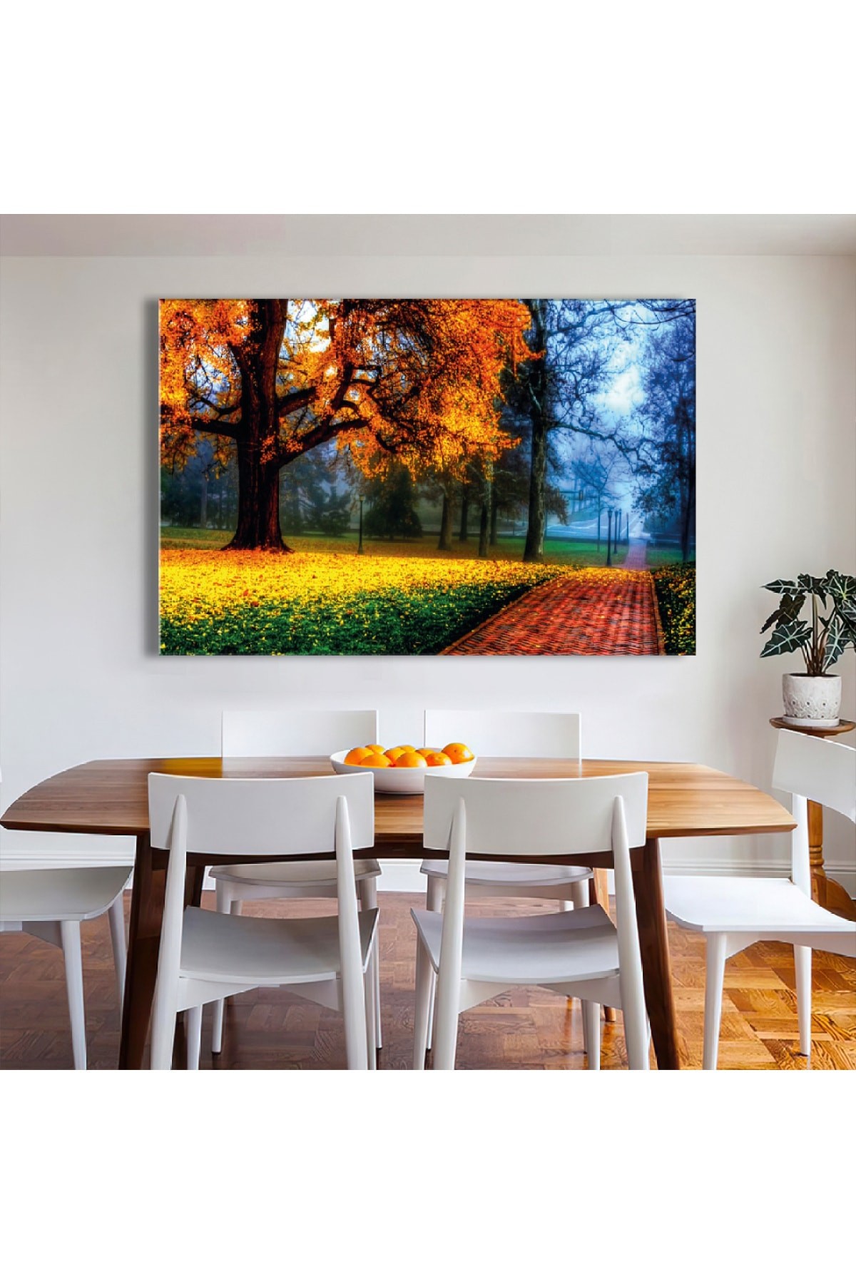 Sonbahar Manzara Ahşap Şase Dijital Baskı Kanvas Tablo 120X80Cm
