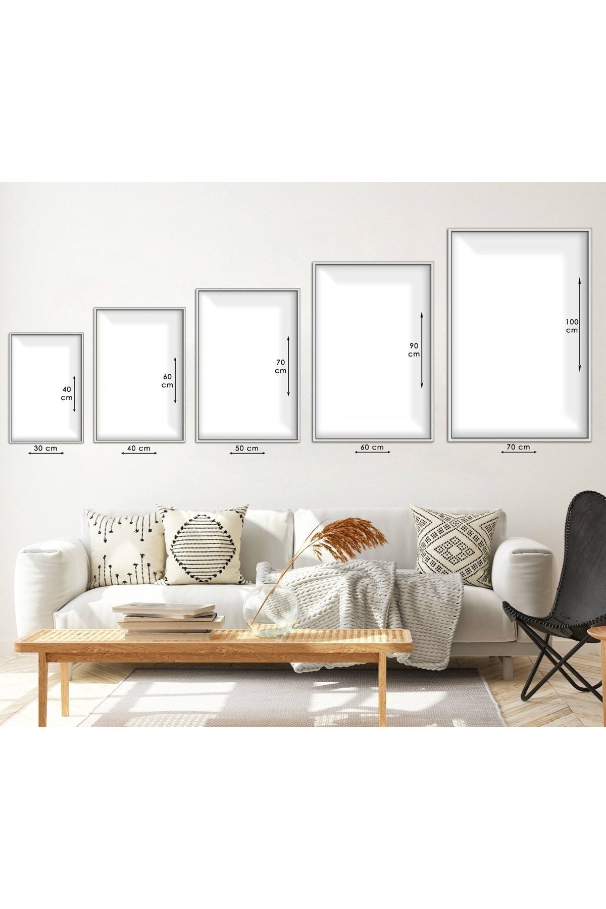 Duvar Sanatı Huzur Minimalist Soyut Desen 3'Lü Metal Çerçeveli UV Baskı Kırılmaz Cam Tablo