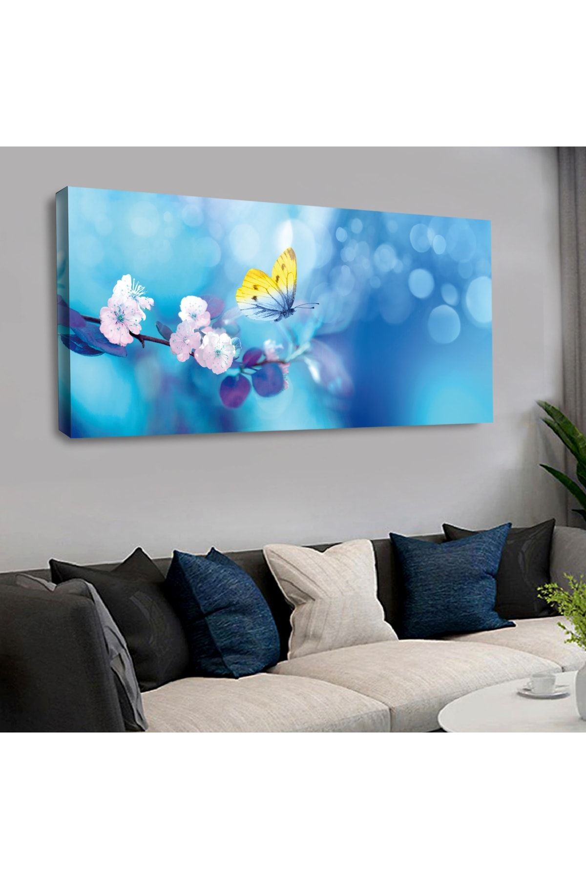120 X 60 Cm Kanvas Renkli Kelebek Tablo