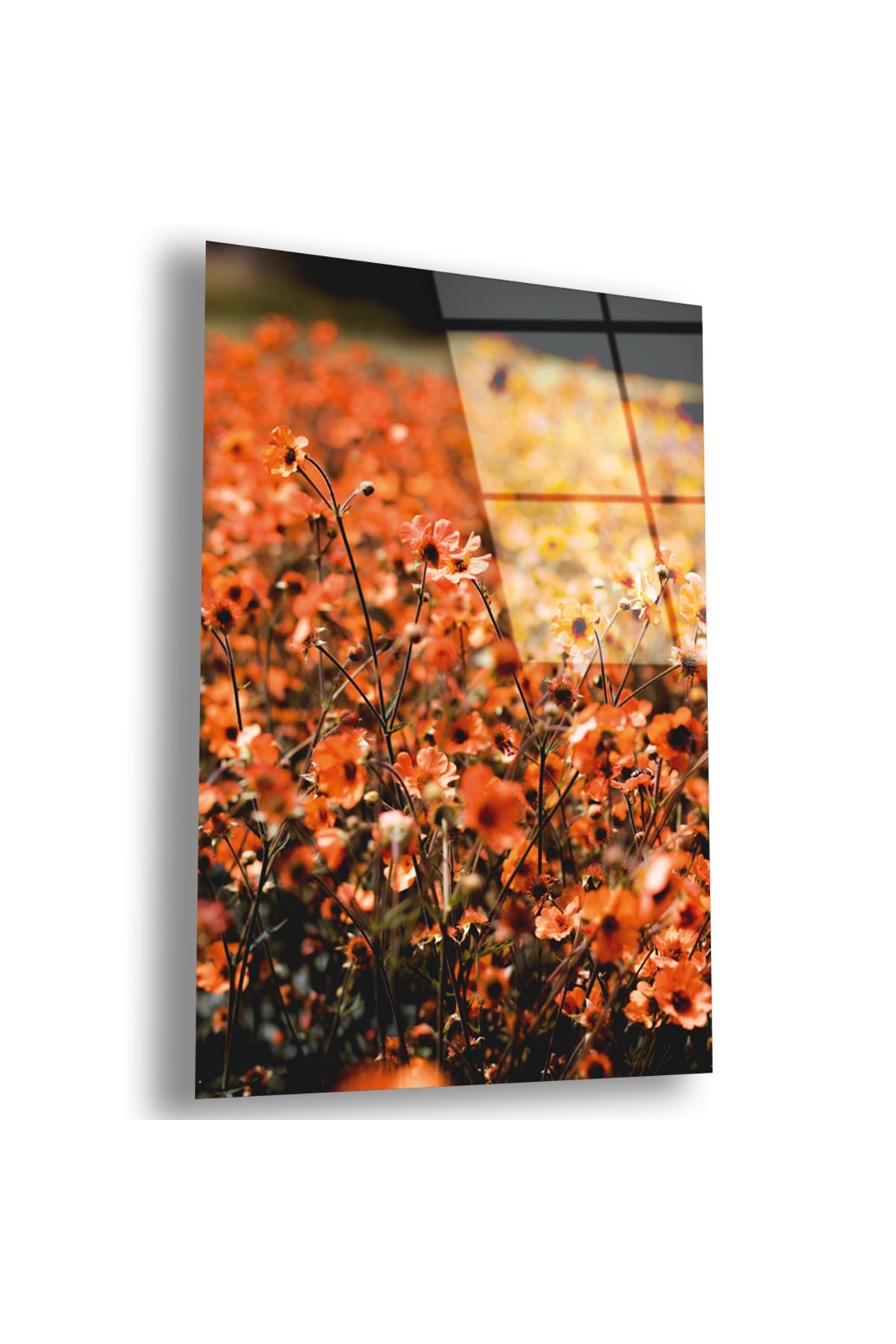 Modern Çiçek UV Baskı Kırılmaz Cam Tablo