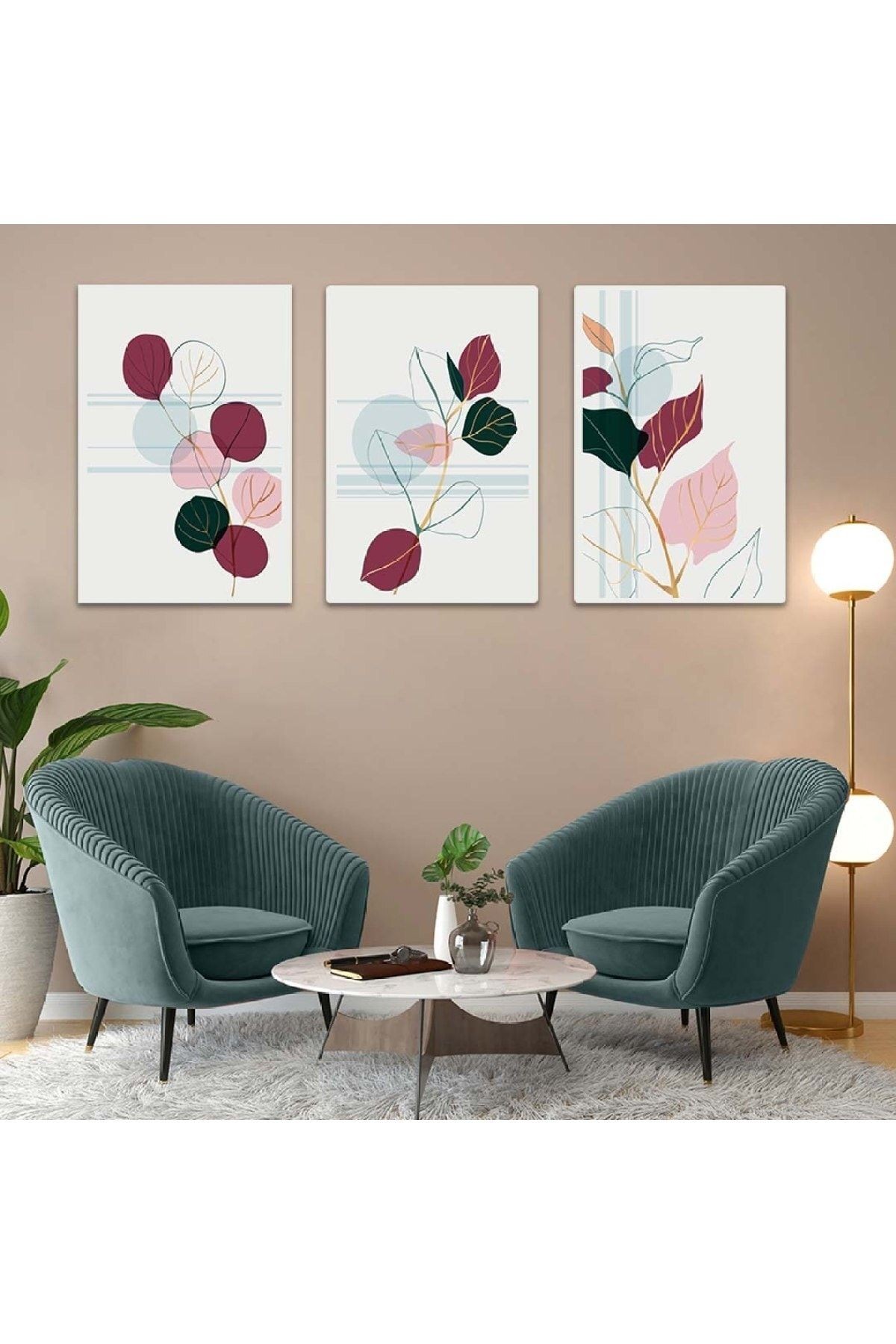 Üçlü Mdf Soyut Desen Tablo Seti