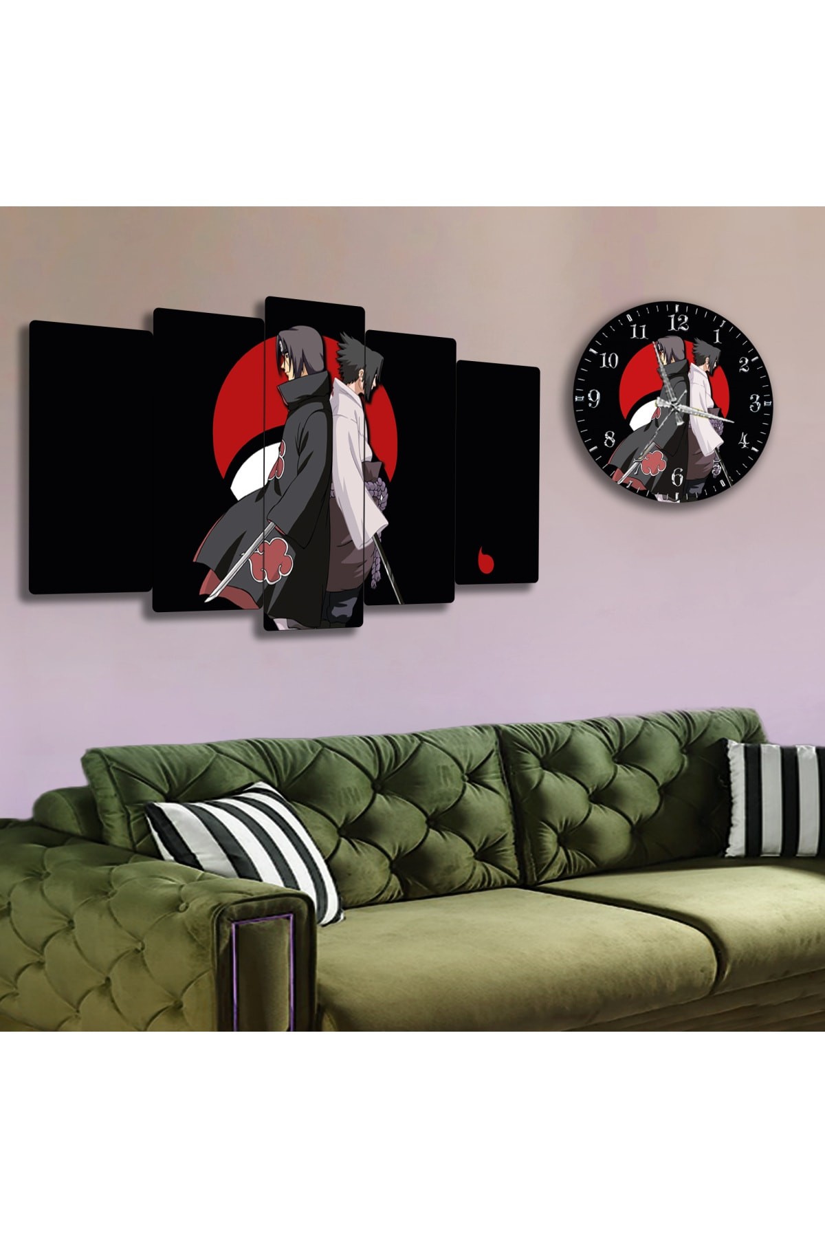 Yin Yang Ekstra Dayanıklı Solmaz MDF Tablo Ve Saat Kombin