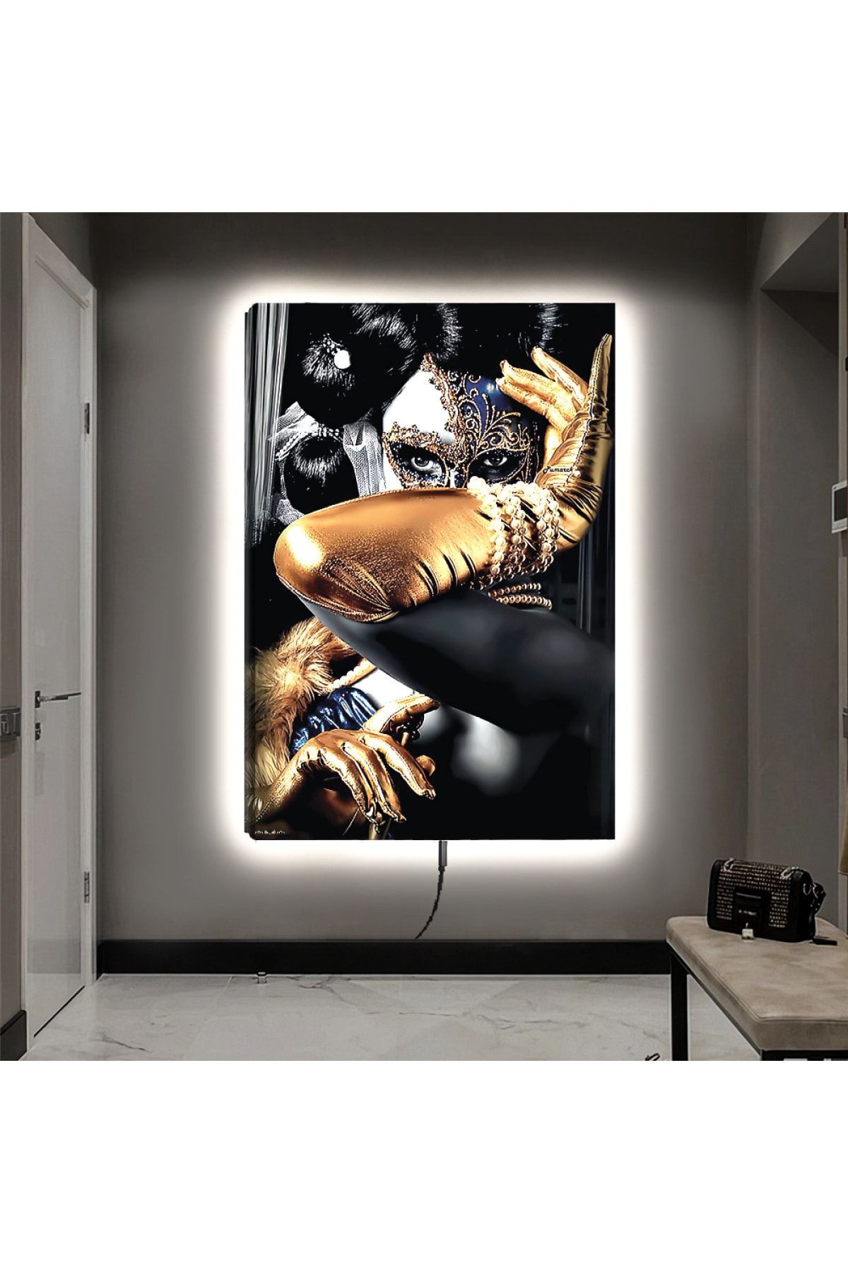 Ledli 90x60 Kadın Sanat Kanvas Tablo