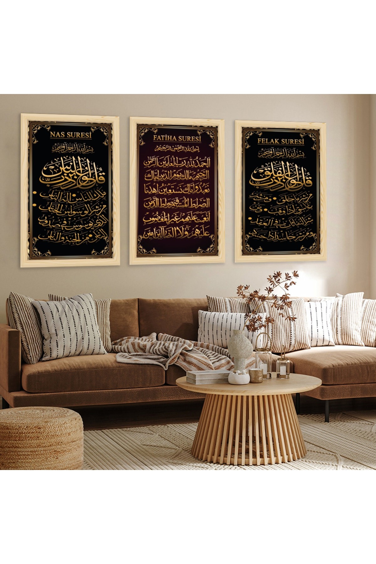 Ahşap Çerçeveli Fatiha Nas Ve Felak Süresi Dini Tablo