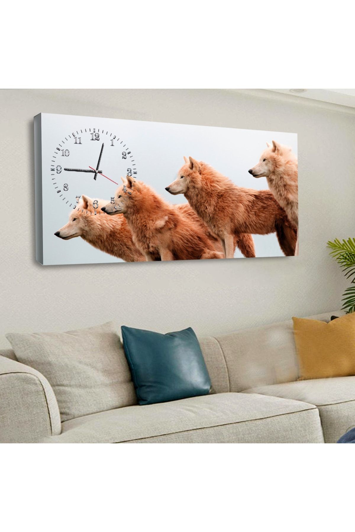 120 X 60 Saatli Kanvas Kurt Tablo