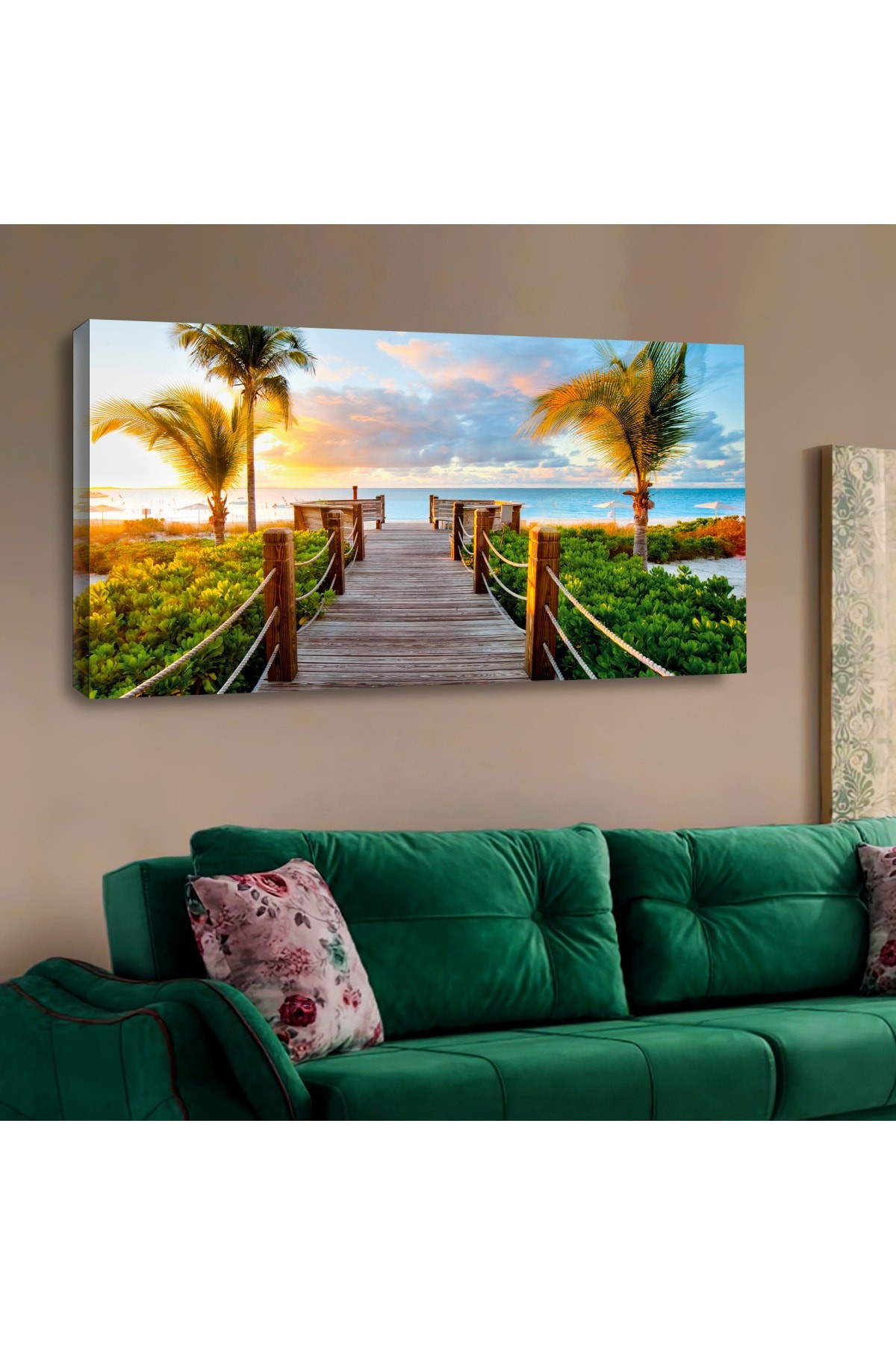 Modern Tasarım Ahşap Şase Dijital Baskı Kanvas Solmaz Tablo 120X60Cm