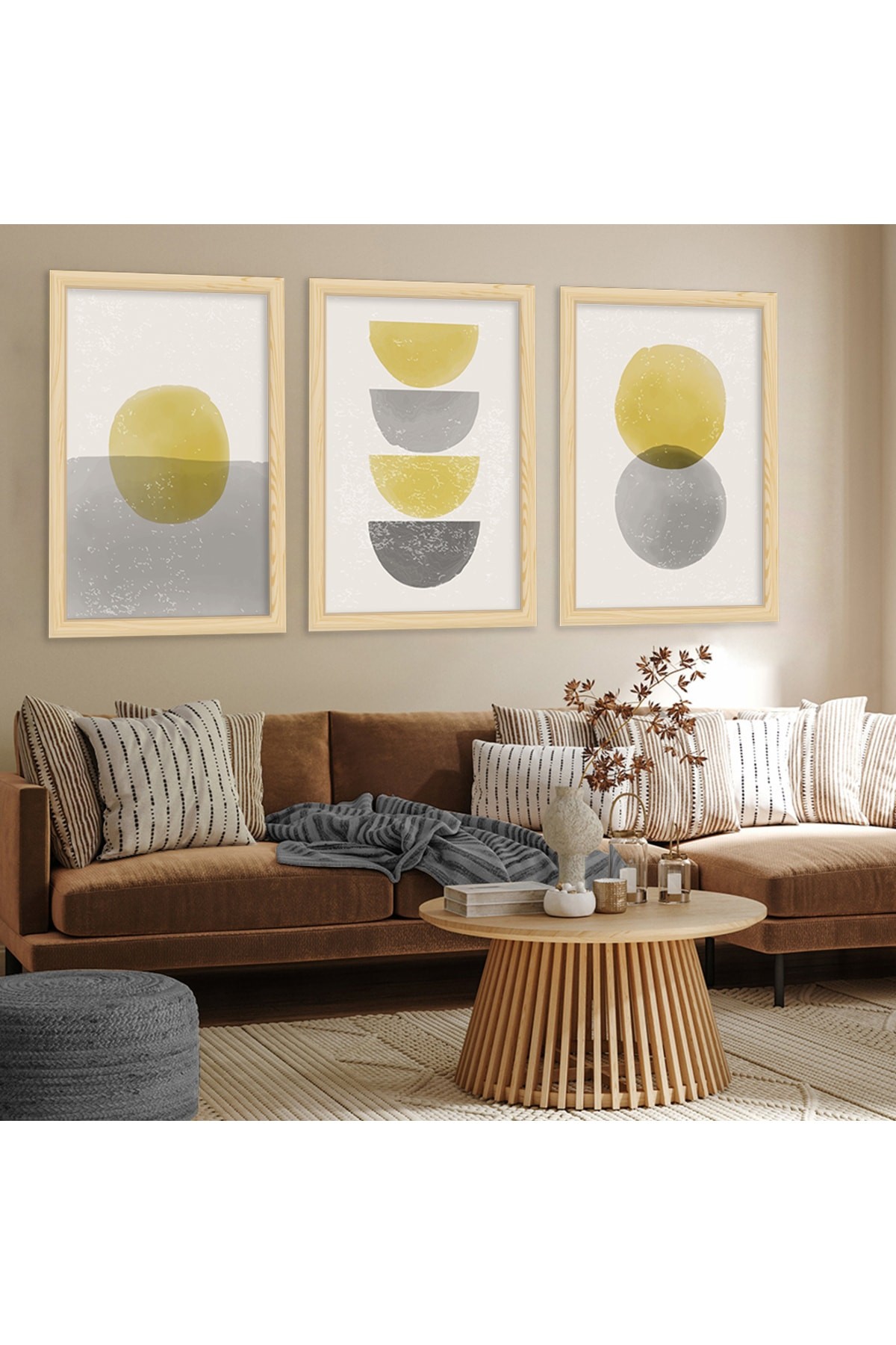 Modern Huzur Ahşap Çerçeveli Kolaj Çizim Modern Tablo