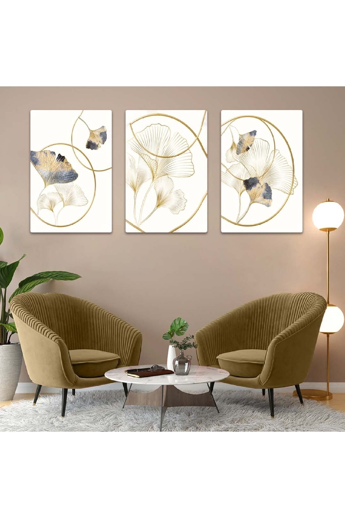 Huzur Soyut Desen 3'Lü Ekstra Dayanıklı Solmaz MDF Tablo Set