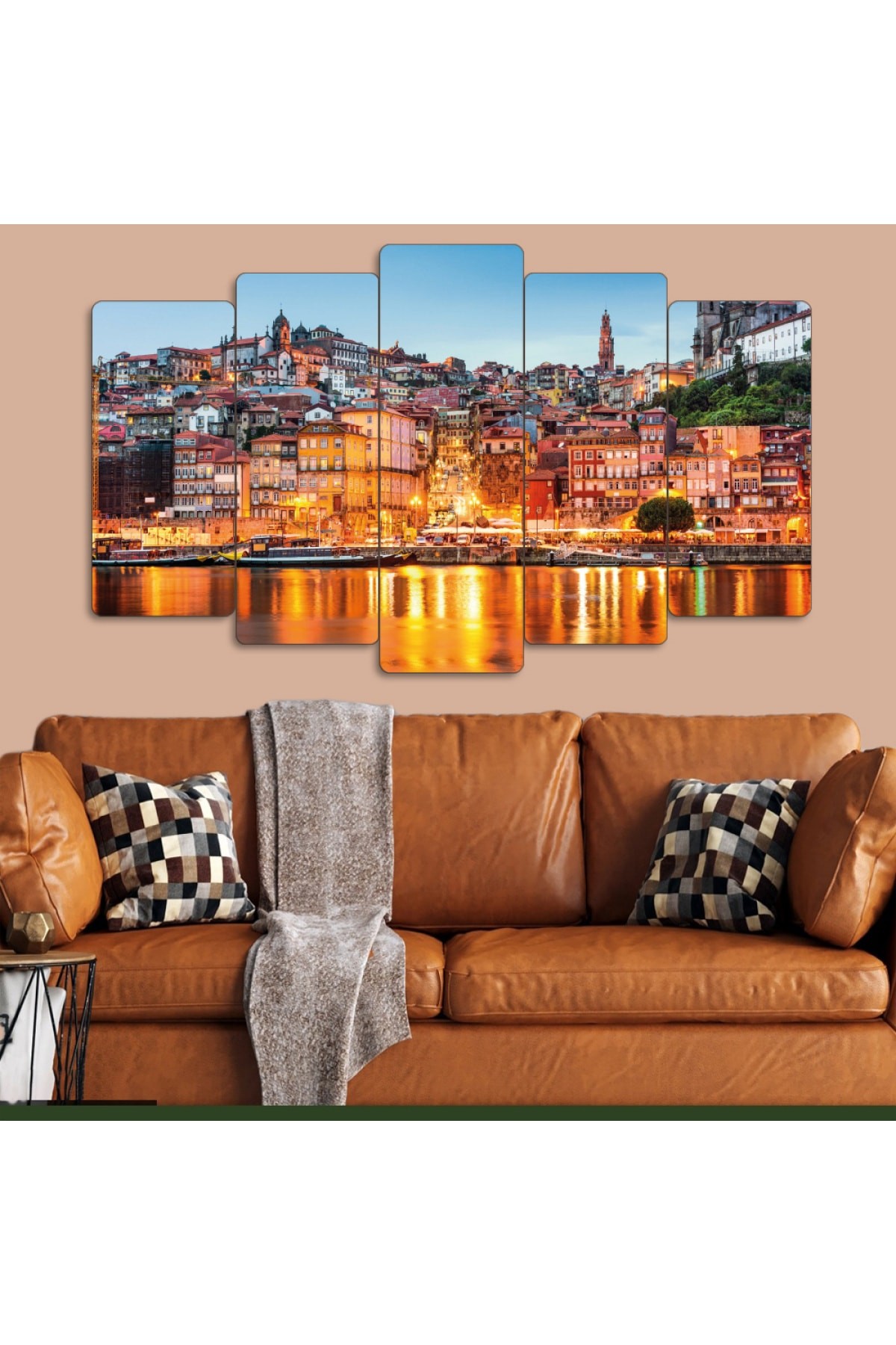 5 Parça Şehir Manzara Ekstra Dayanıklı Solmaz MDF Tablo