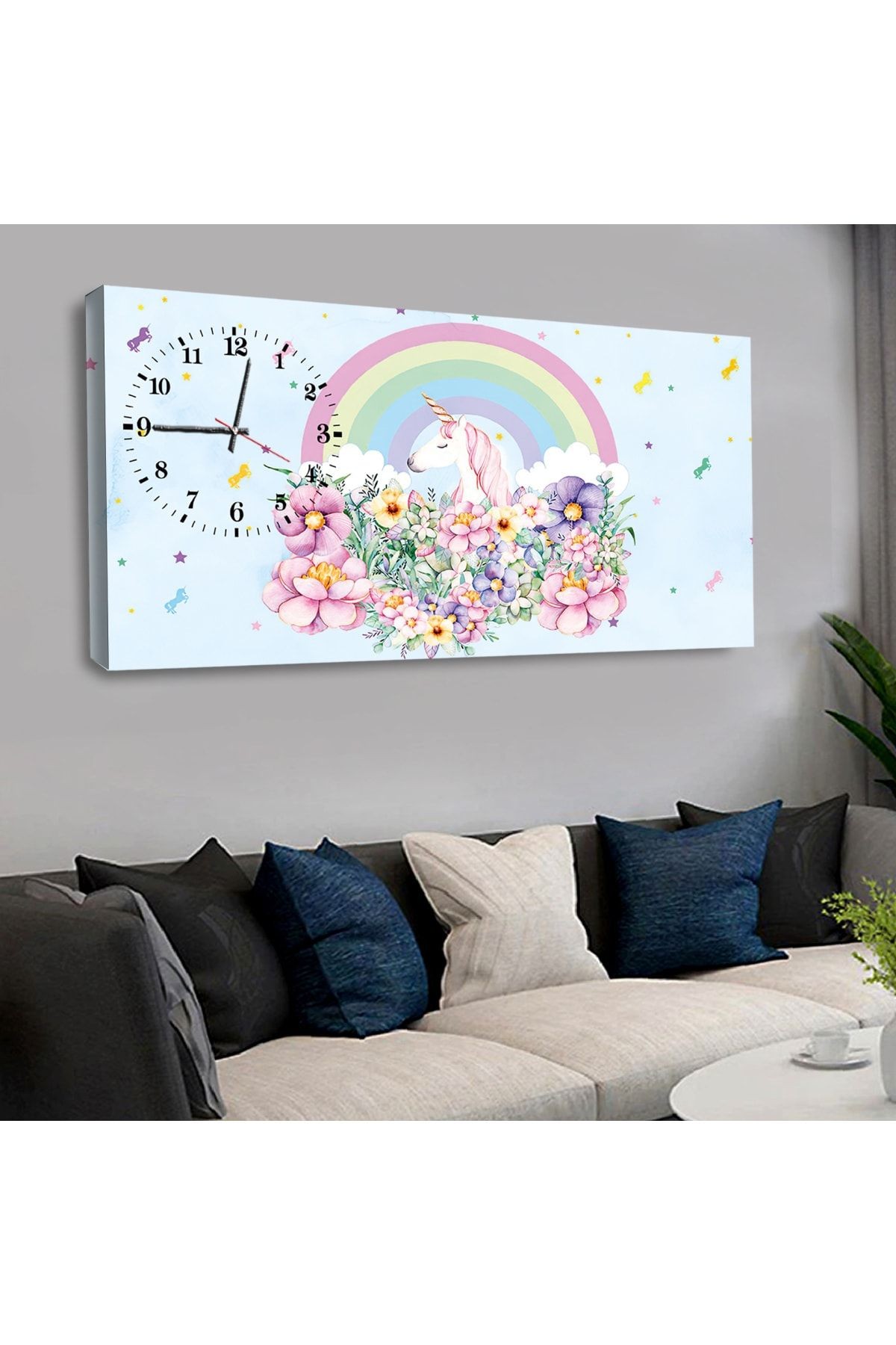 120 X 60 Saatli Kanvas Şila At Tablo