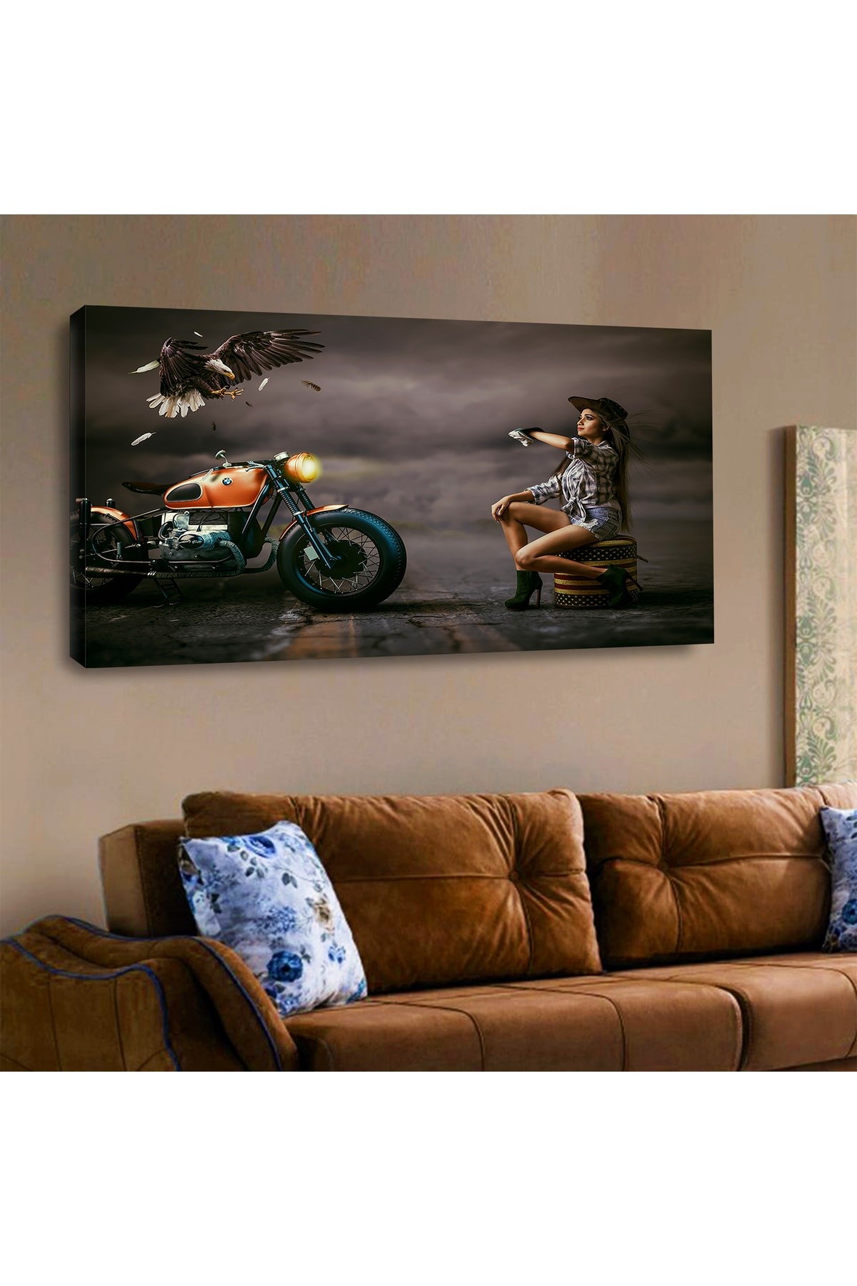 Tasarım Ahşap Yüksek Kalite Dijital Baskı Kanvas Tablo 120X60Cm