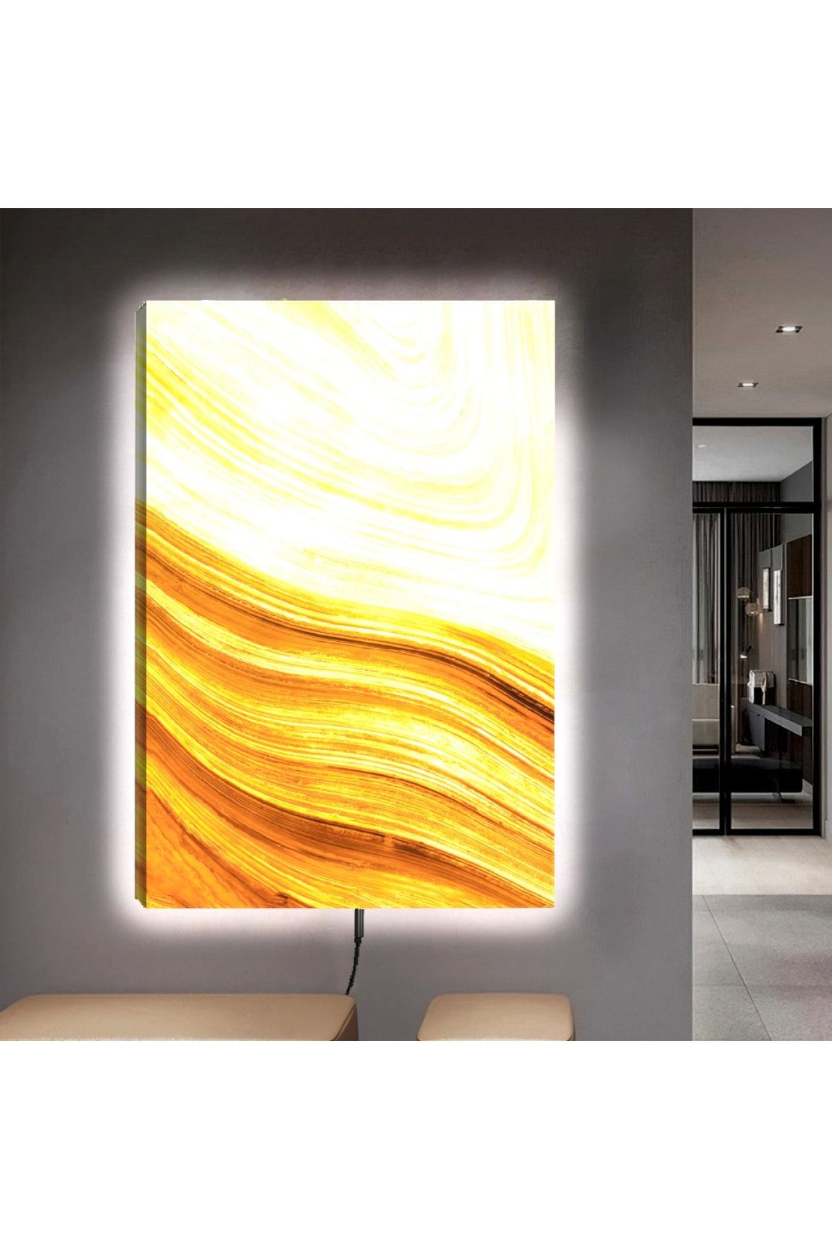 Ledli 90x60 Kolaj Çizim Kanvas Tablo
