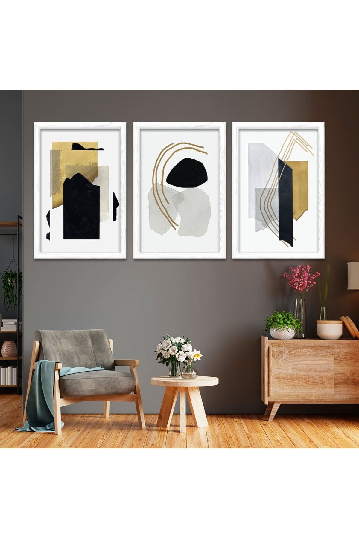 Beyaz Ahşap Çerçeveli Modern Tablo