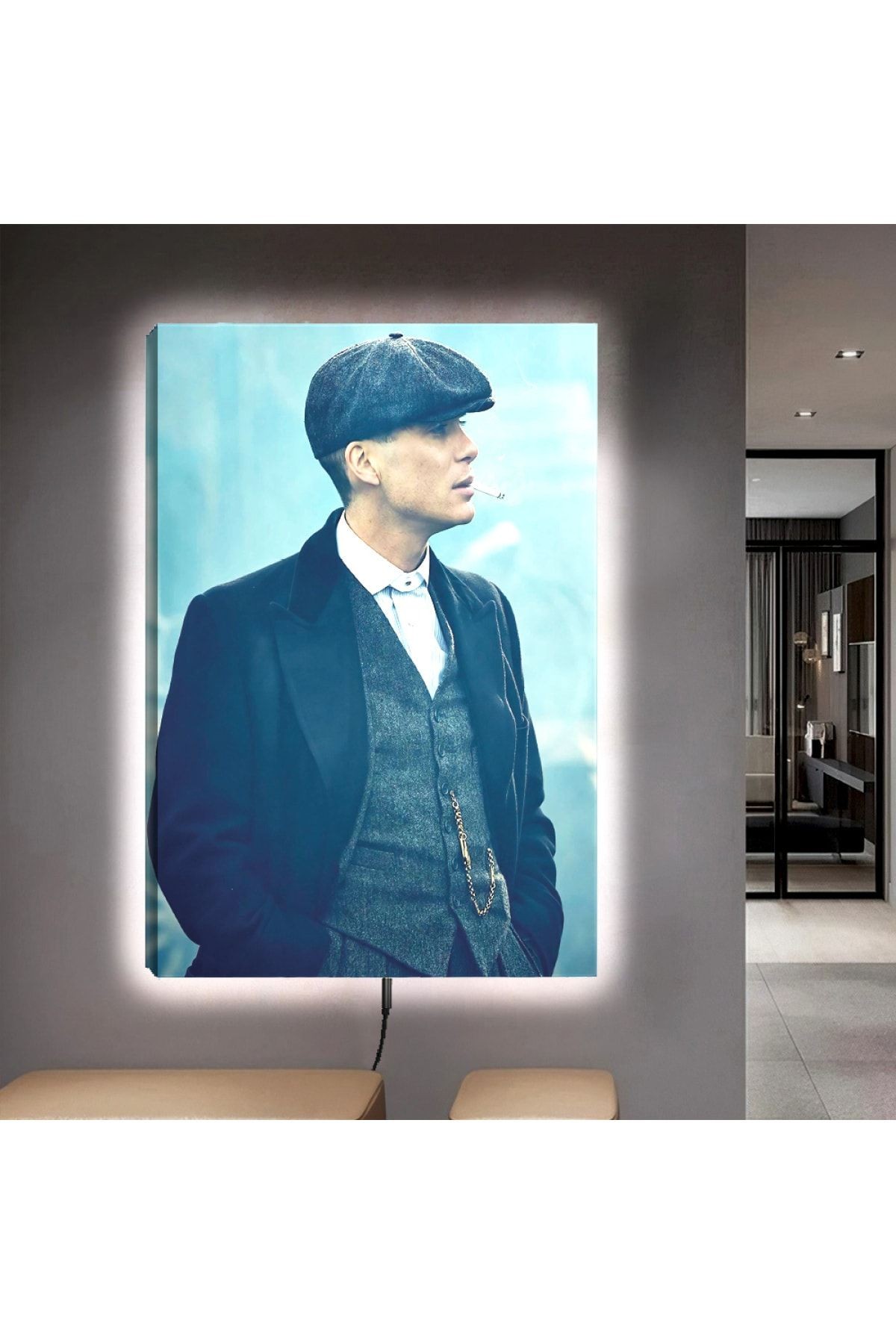Kanvas Sigara Içen Tommy Shelby Ledli Tablo