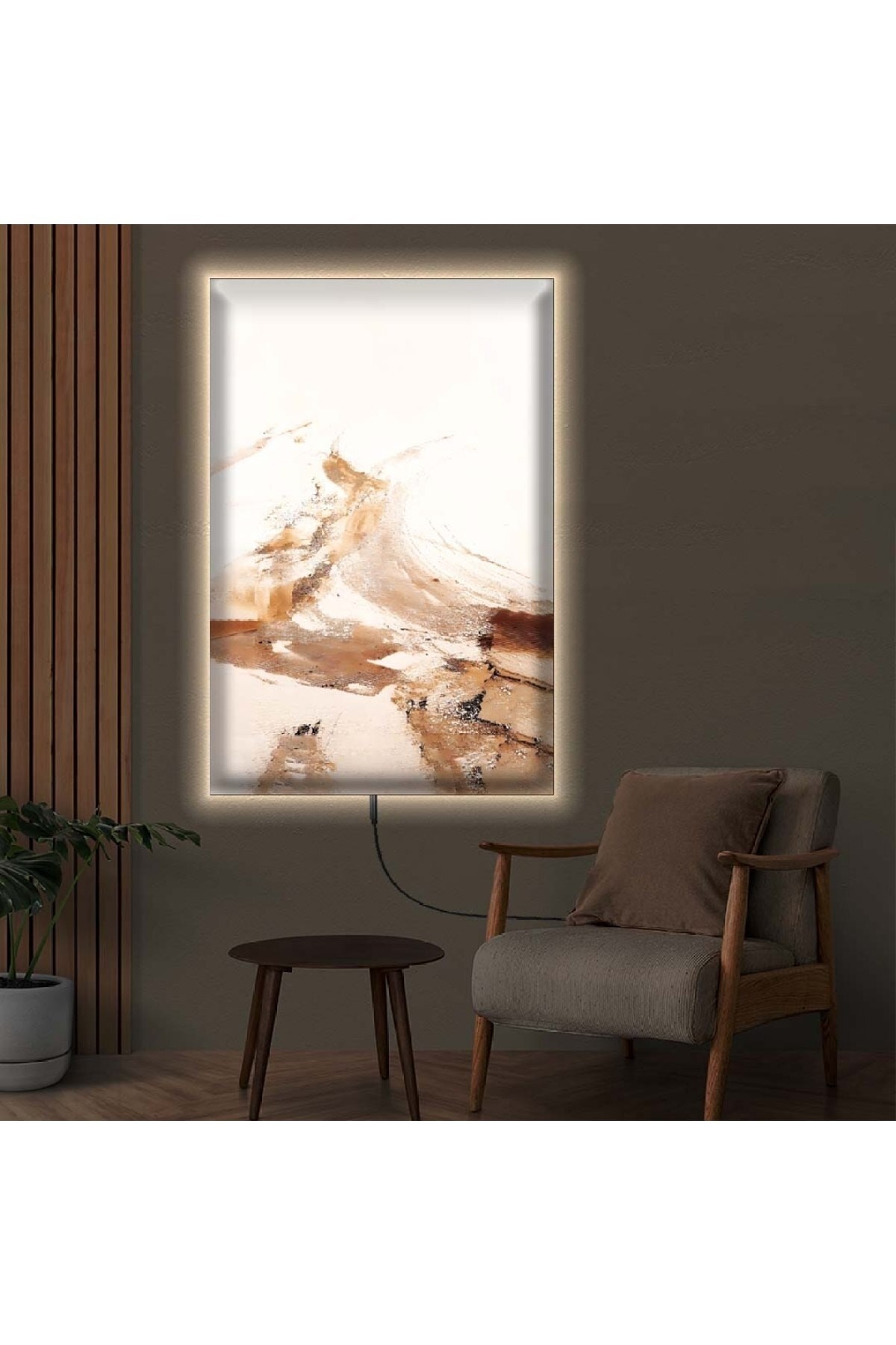 Huzur Ledli Modern Ahşap Şase Dijital Baskı Kanvas Tablo 70X100Cm