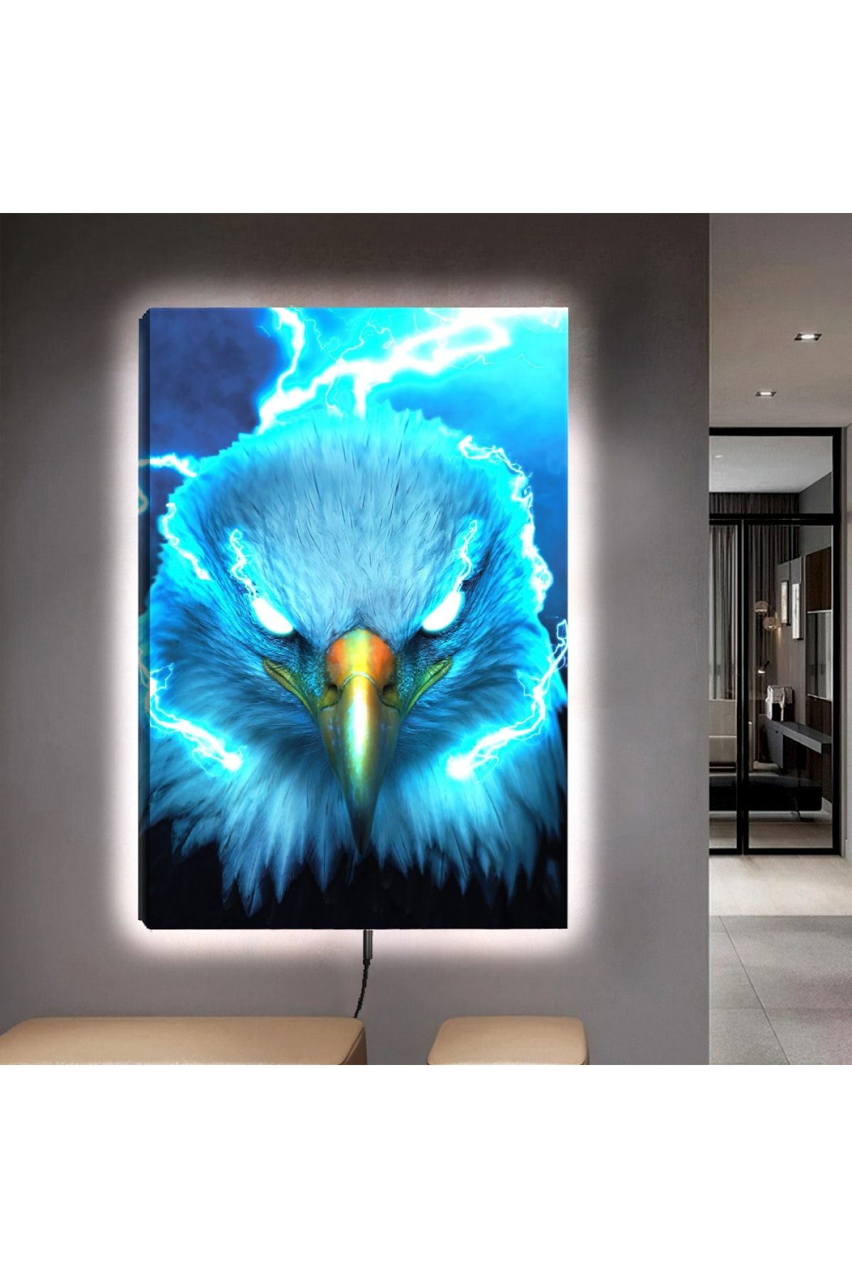 Ledli 90x60 Hayvanlar Alemi Kartal Kanvas Tablo