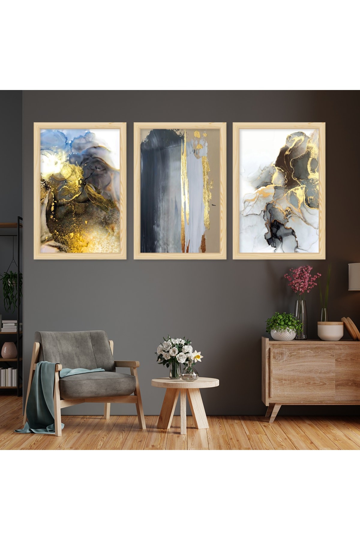 Tasarım Duvar Sanatı Ahşap Çerçeveli Modern Tablo
