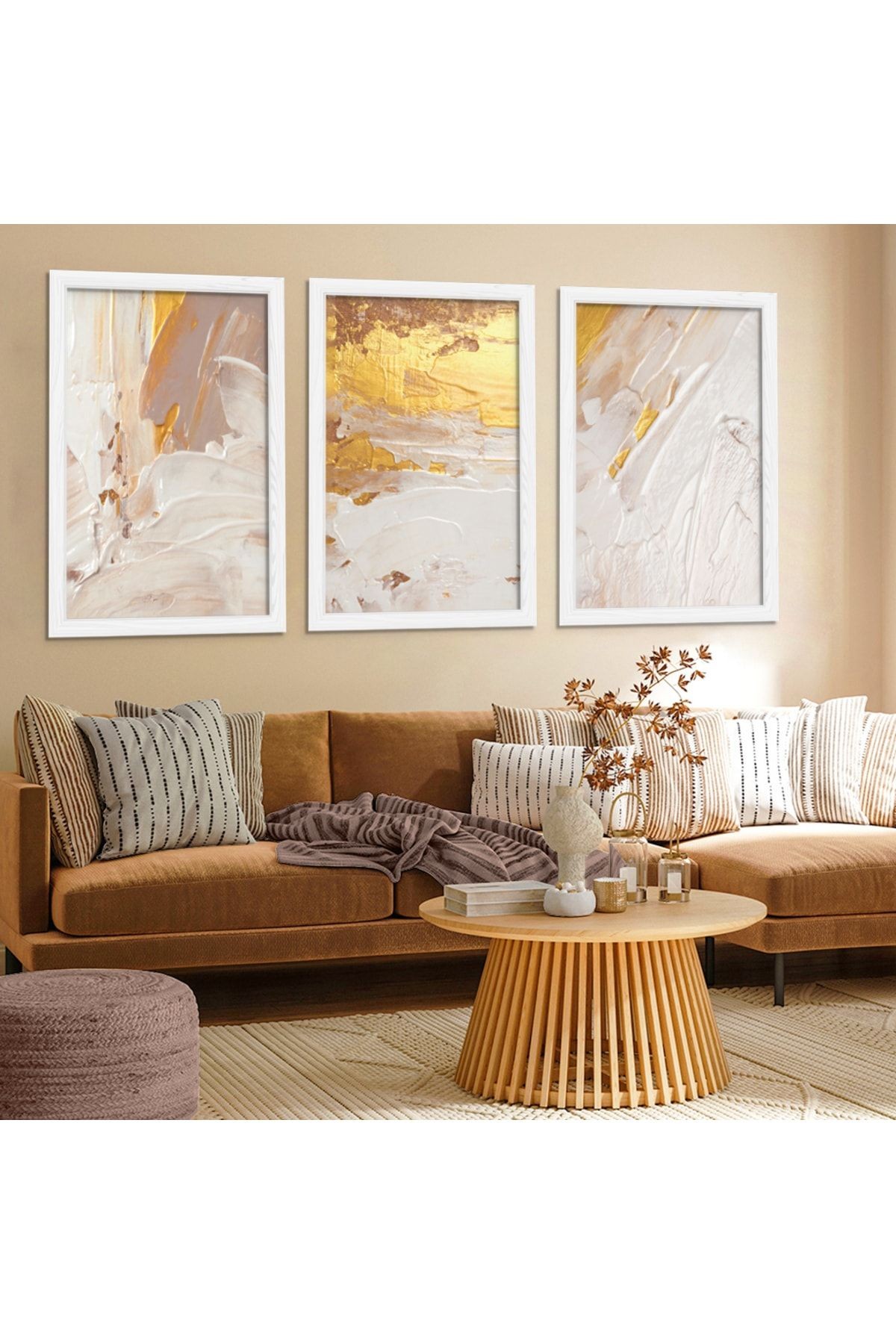 Beyaz Ahşap Çerçeveli Modern Tablo