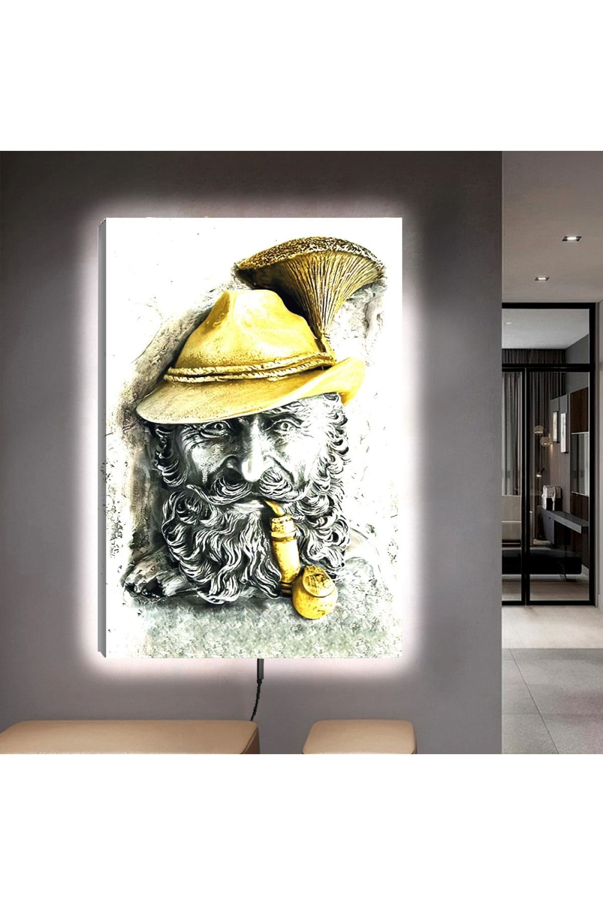 Ledli 90x60 Tarz Yaşlı Adam Kanvas Tablo