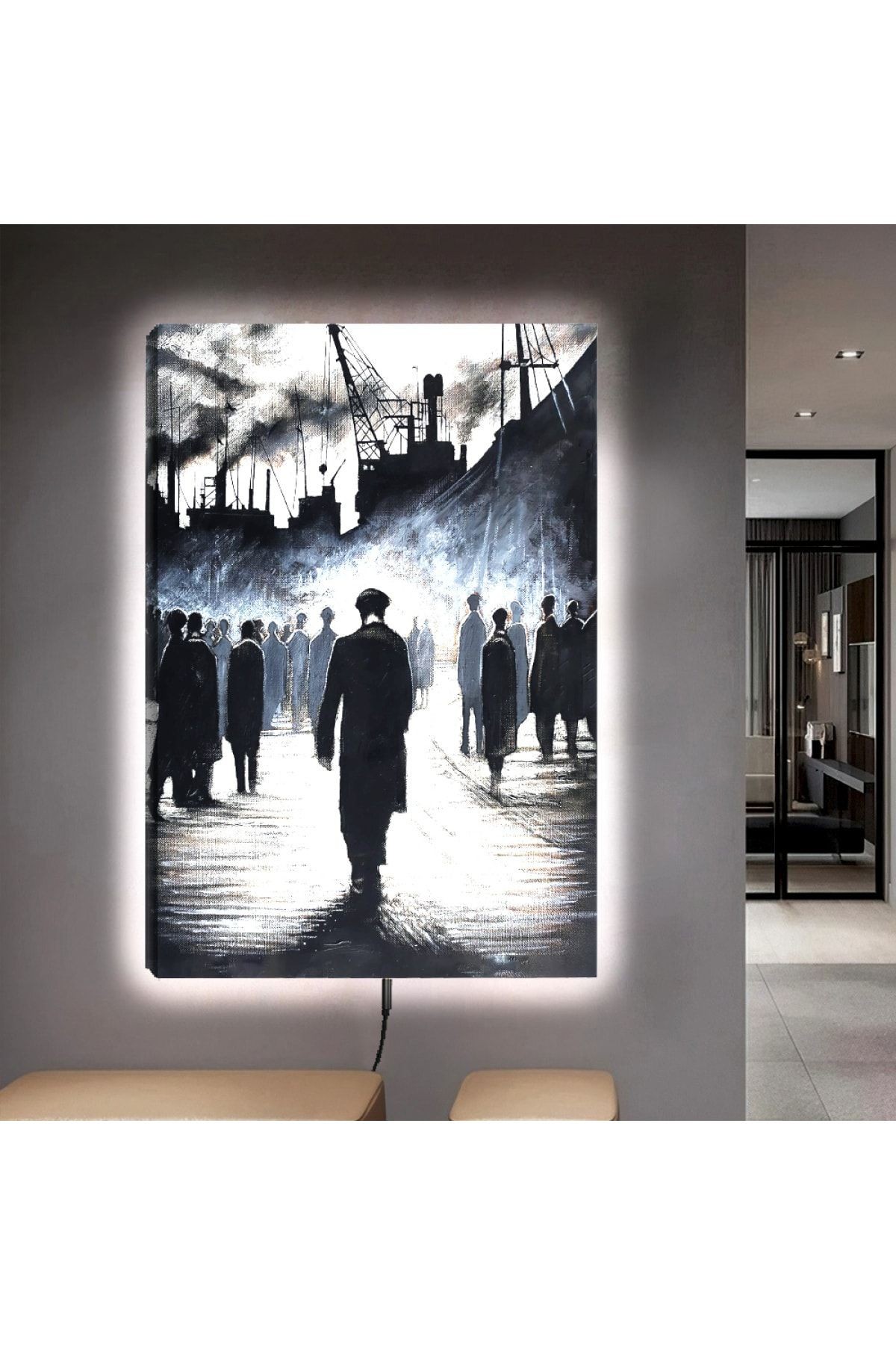 Ledli 90x60 Işçi Emek Kanvas Tablo