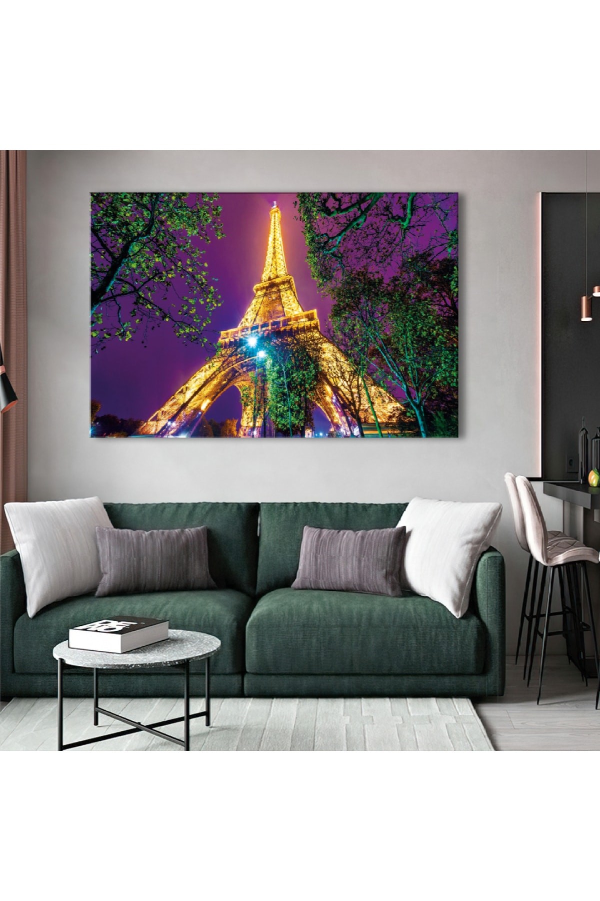 Eiffel Kulesi Ahşap Şase Dijital Baskı Kanvas Tablo 120X80Cm