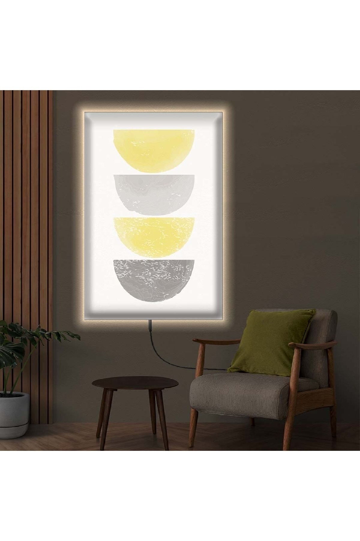 Canlı Sanatsal Ledli Modern Çizim Ahşap Şase Dijital Baskı Kanvas Tablo 50X70Cm