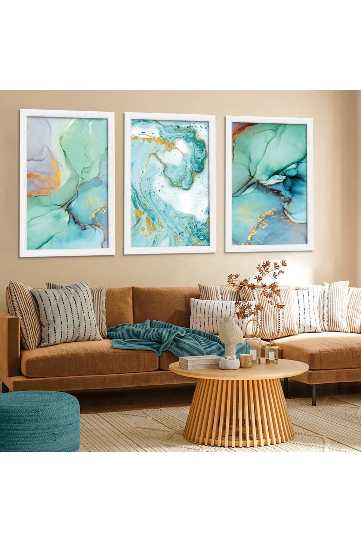 Beyaz Ahşap Çerçeveli Modern Tablo