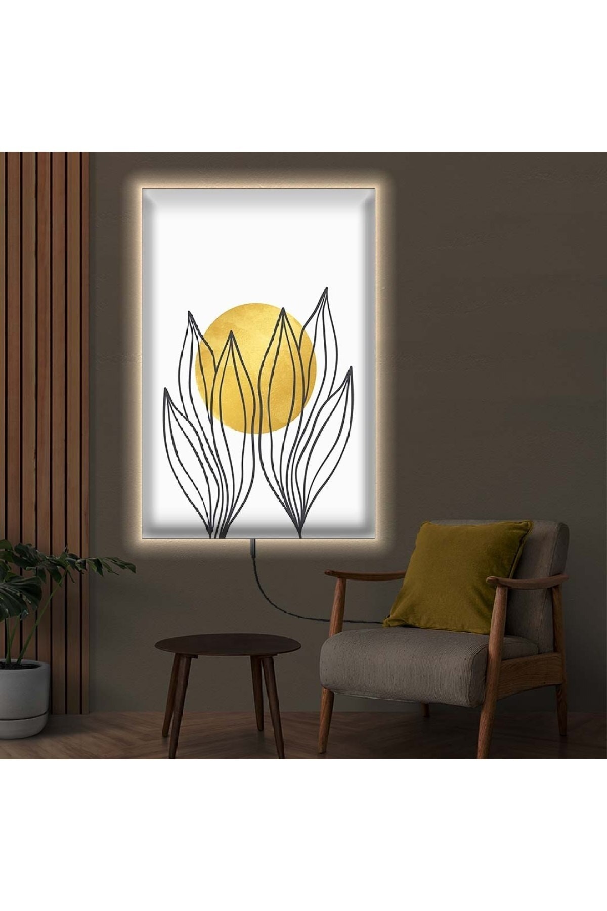 Salon Tablosu Ledli Soyut Desen Dijital Baskı Kanvas Tablo 50X70Cm