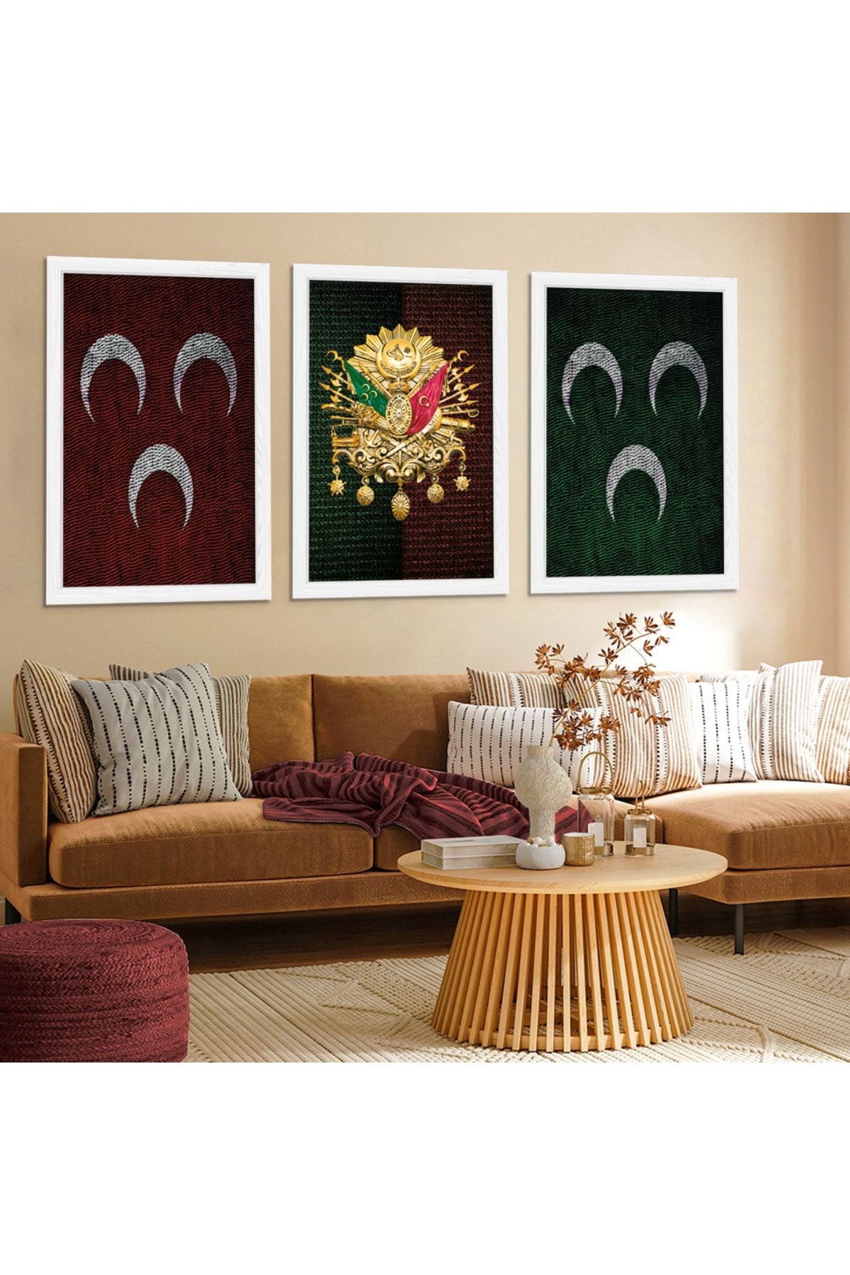 Beyaz Ahşap Çerçeveli Osmanlı Tuğrası Tablo