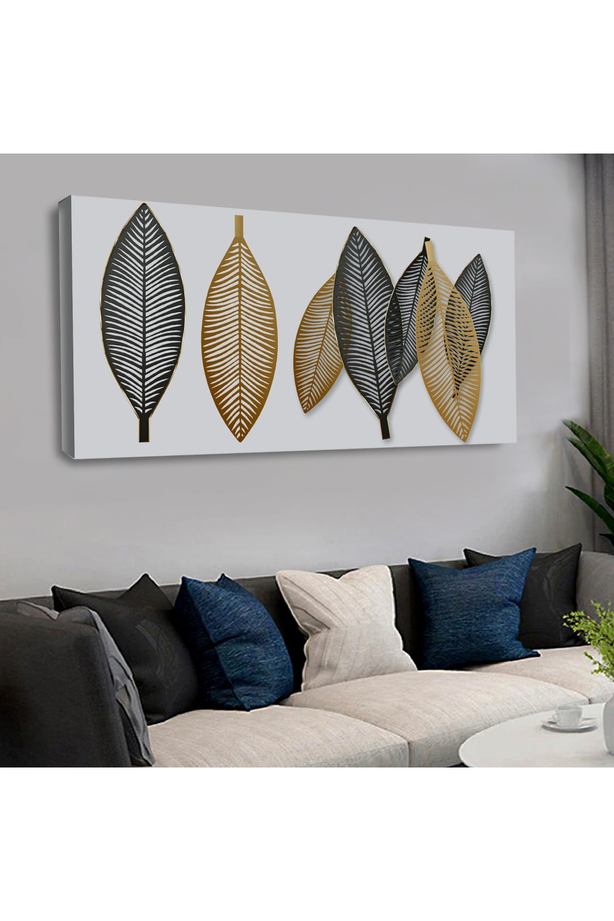 Ahşap Şase Dijital Baskı Kanvas Yaprak Tablo 120X60Cm
