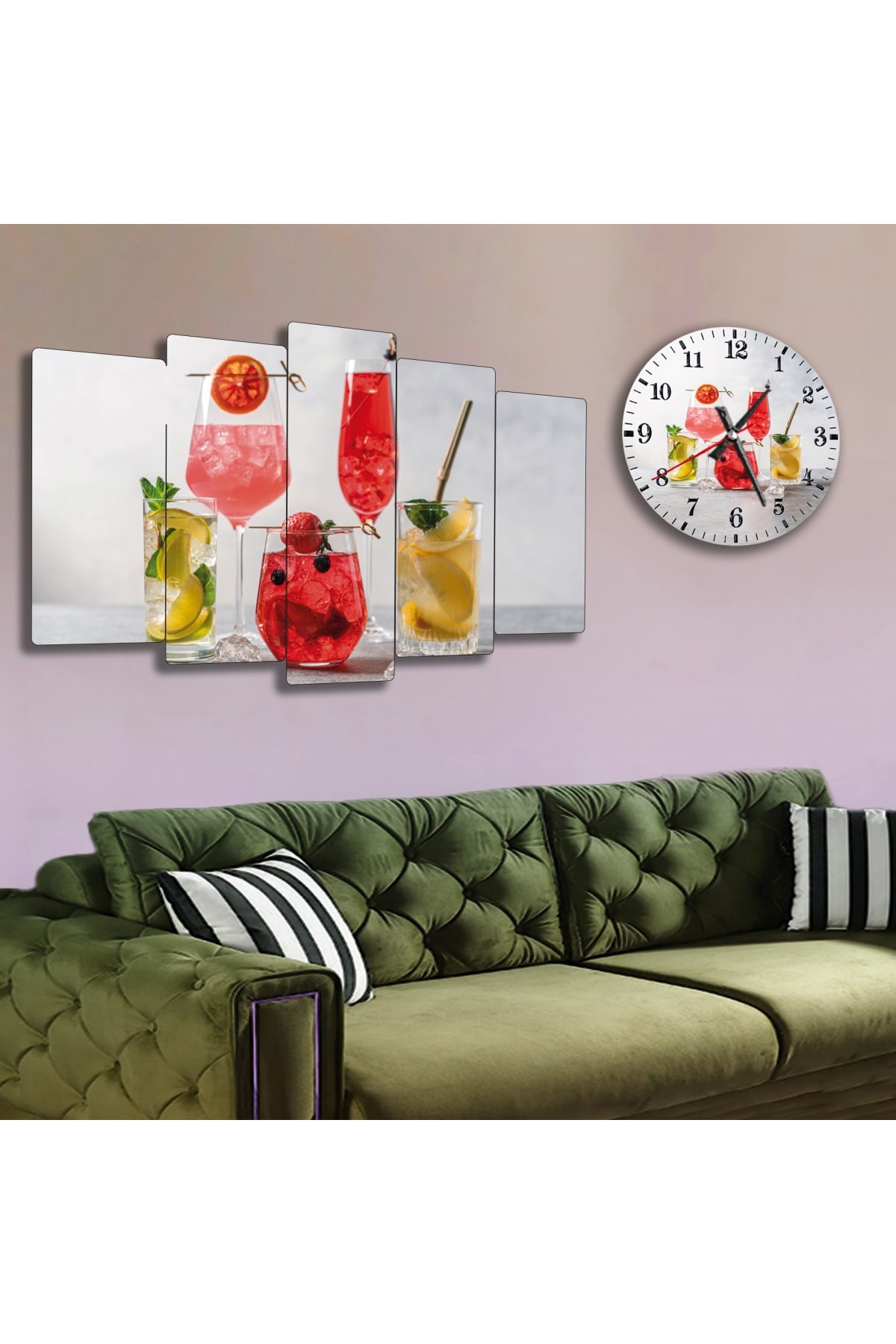 Ofis Tablosu Mojito Solmaz MDF Tablo Ve Saat Kombin