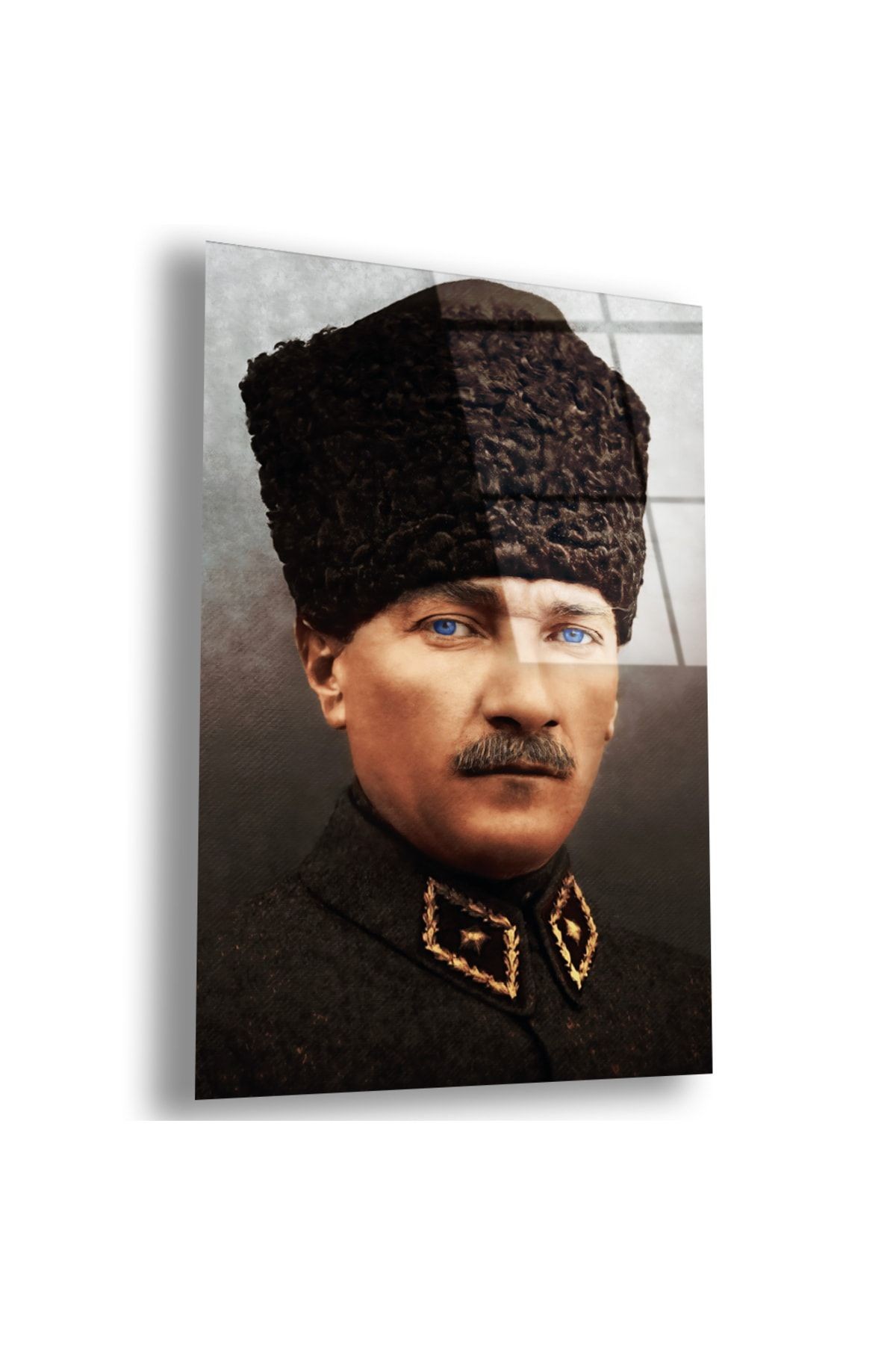 Çerçevesiz Dikey Komutan Mustafa Kemal Atatürk Kırılmaz Cam Tablo