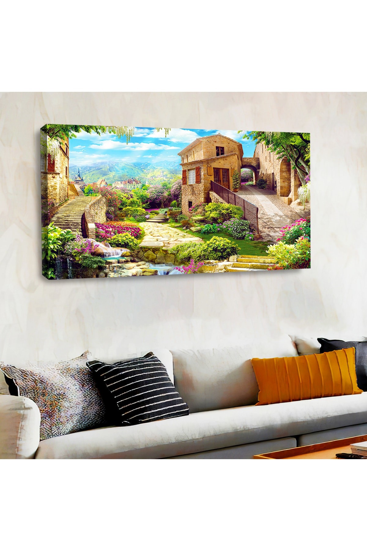 Ahşap Şase Dijital Baskı Kanvas Manzara Tablo 120X60Cm