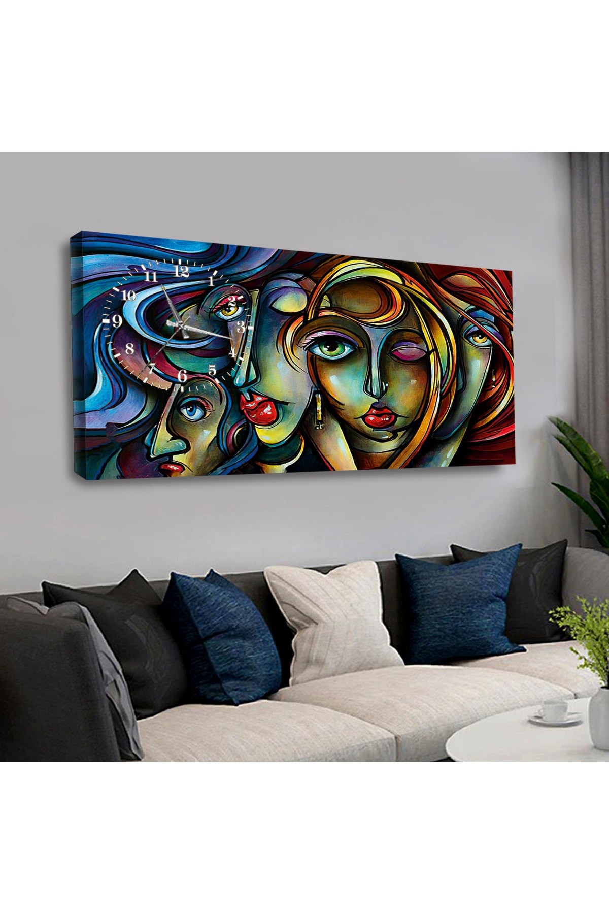 Ressam Tablosu Görselli saatliAhşap Şase Dijital Baskı Kanvas Tablo