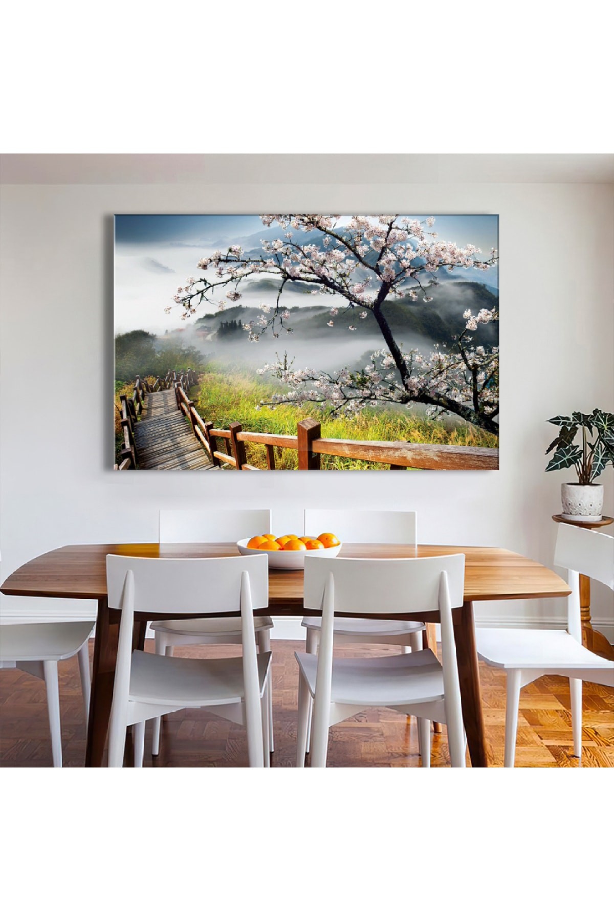 Ilkbahar Manzara Doğa Ahşap Şase Dijital Baskı Kanvas Tablo 120X80Cm