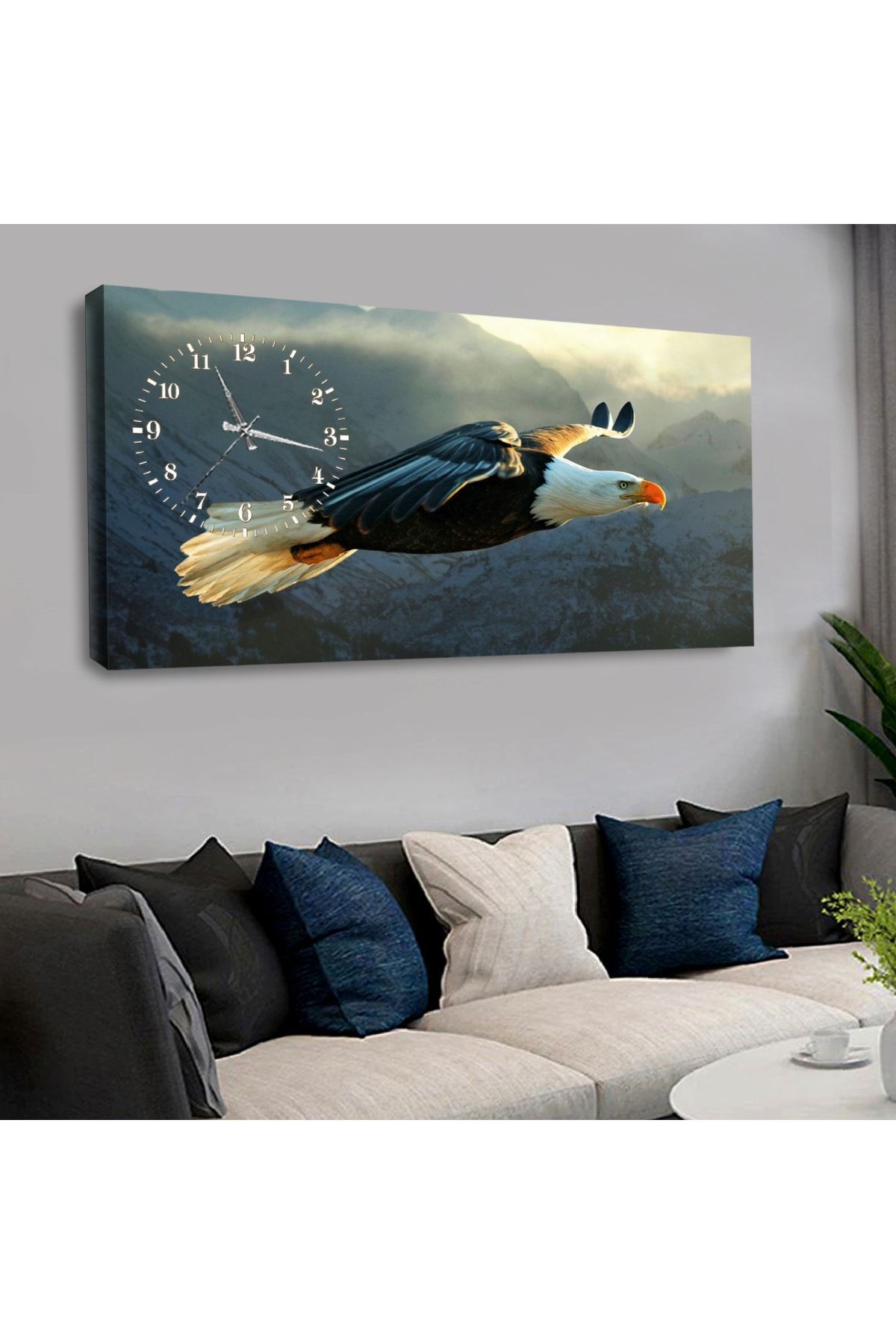 Kanvas Uçan Kartal Saatli Tablo