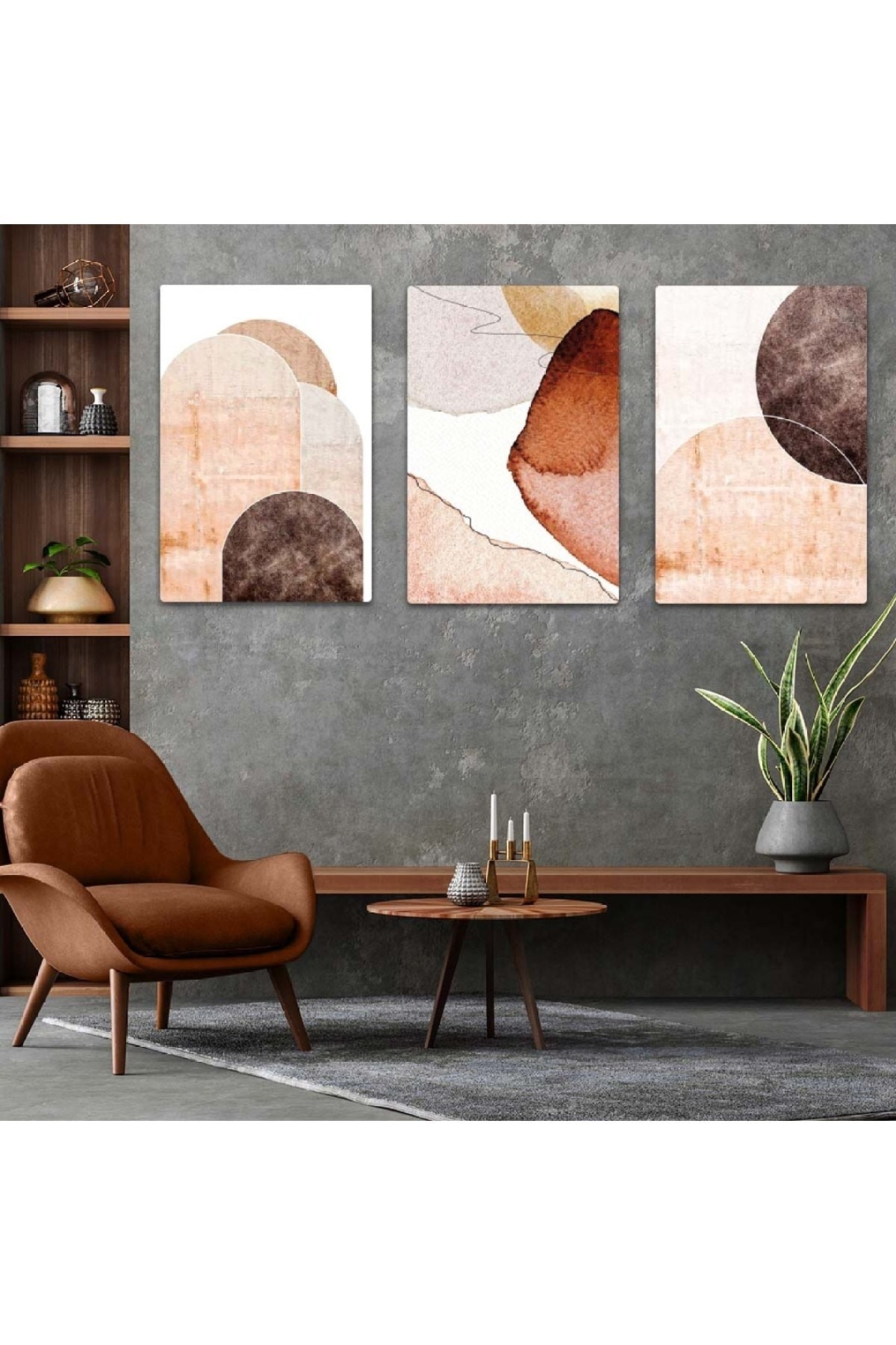Renkli Kolaj Çizim 3'Lü Solmaz MDF Tablo Set