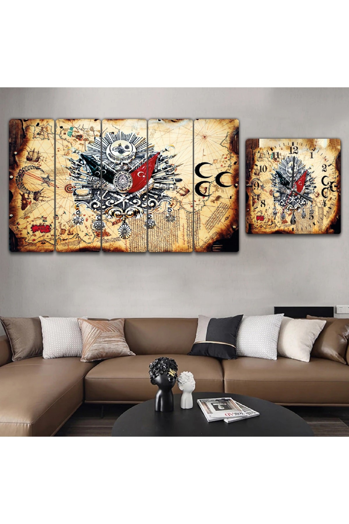 Duvar Sanatı Sanat Tablosu Osmanlı Tuğrası Solmaz MDF Tablo Ve Saat Kombin