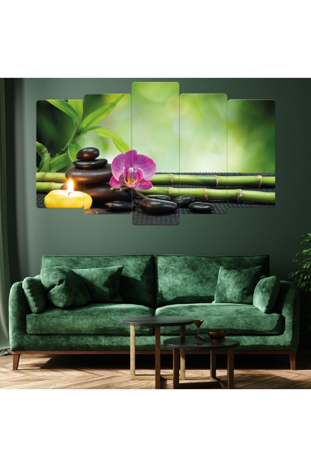 5 Parça Mum Taş Modern Ekstra Dayanıklı Solmaz MDF Tablo
