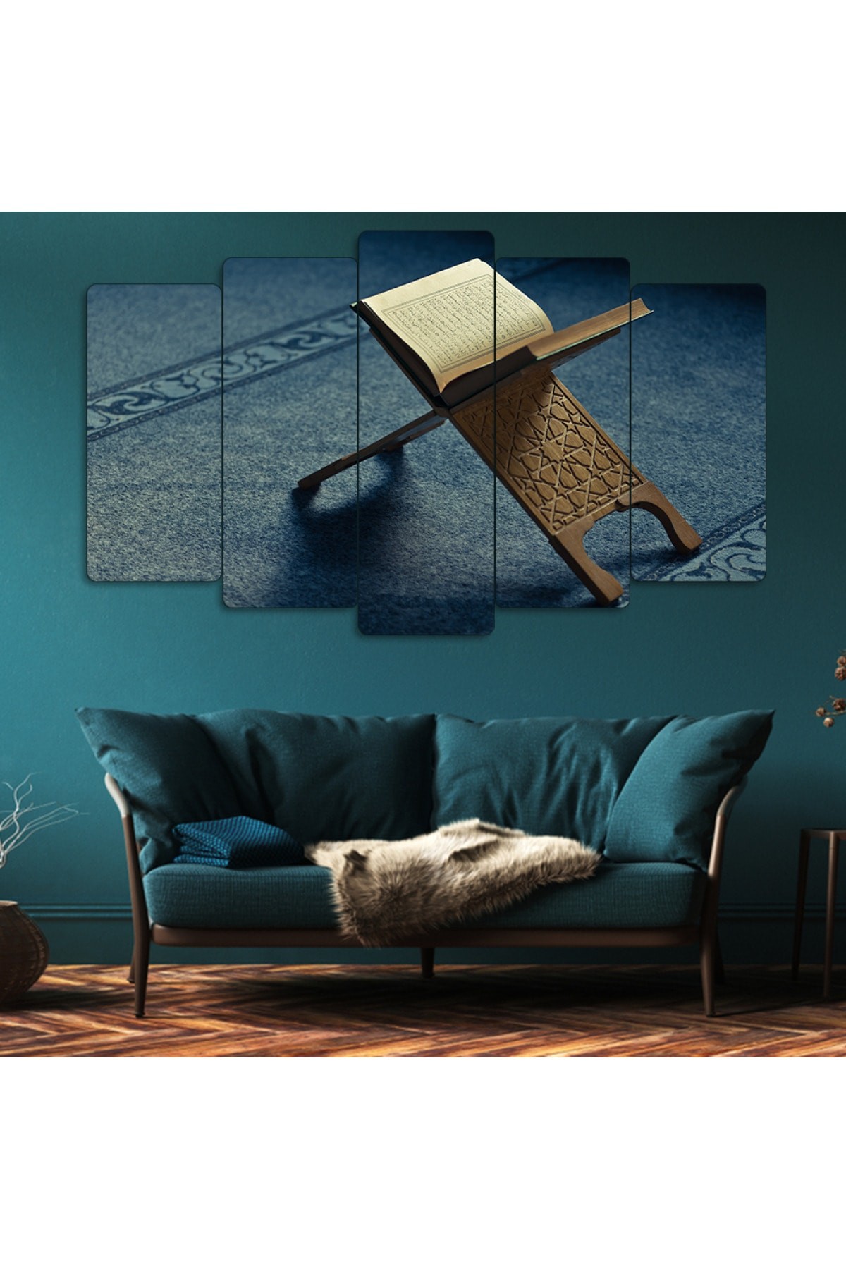 5 Parça Kuran Dini Temalı Ekstra Dayanıklı Solmaz MDF Tablo
