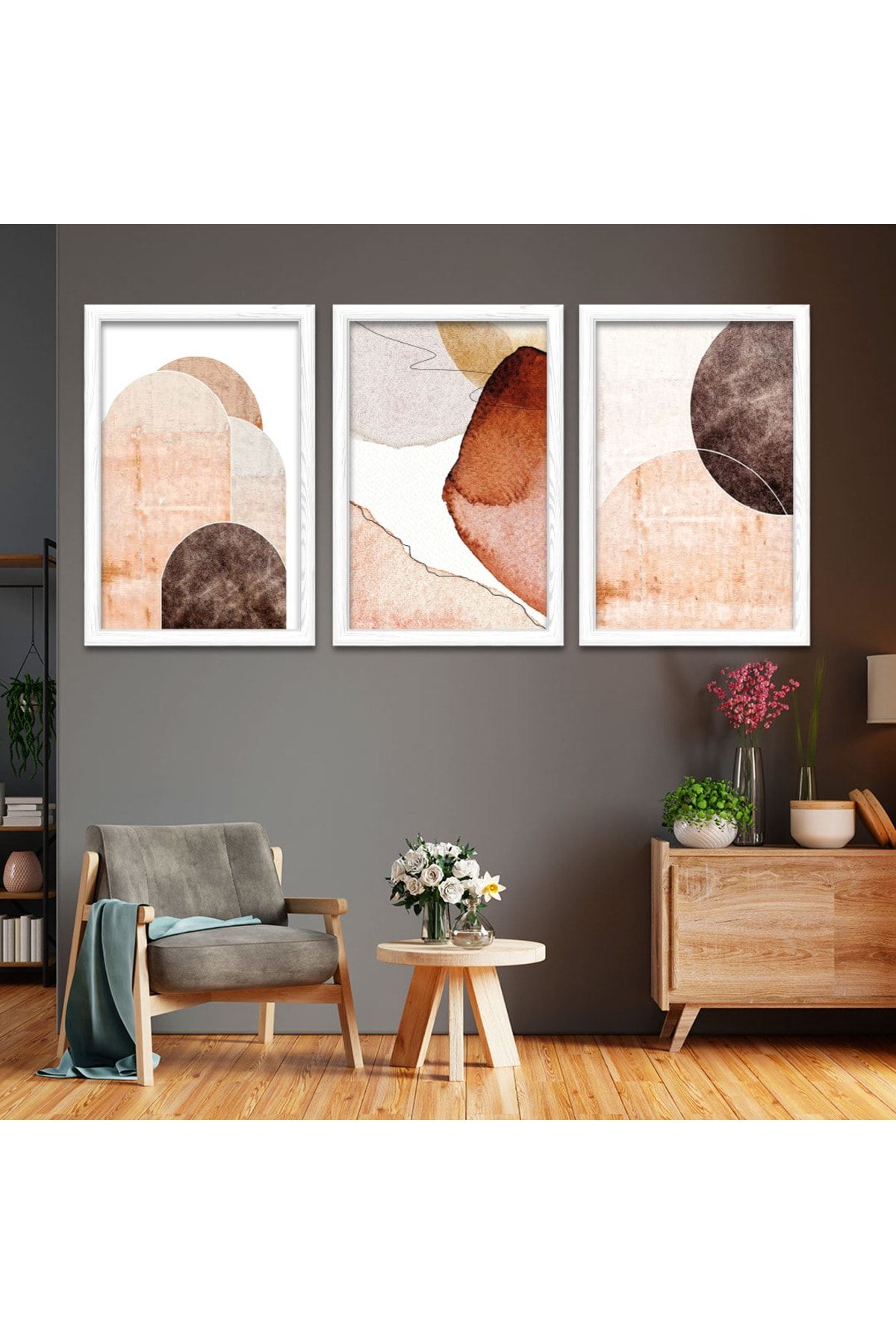 Beyaz Ahşap Çerçeveli Modern Tablo