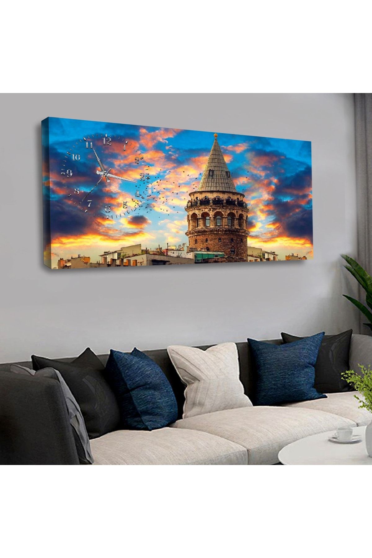 Zevahir 120x60 Cm Saatli Kanvas Tablo Kvs129