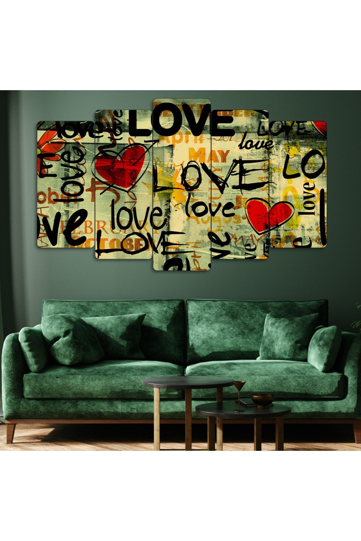 5 Parça Love Ekstra Dayanıklı Solmaz MDF Tablo